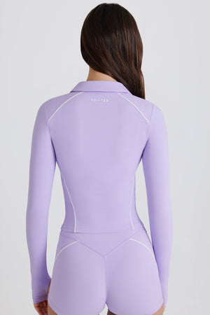 Soft Active Contrast Zip-Up Jacket in Lilac