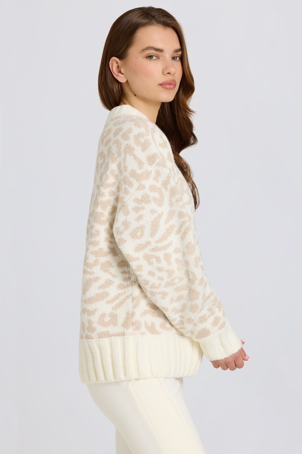 Jacquard-Knit Oversized Jumper in Ice - 5