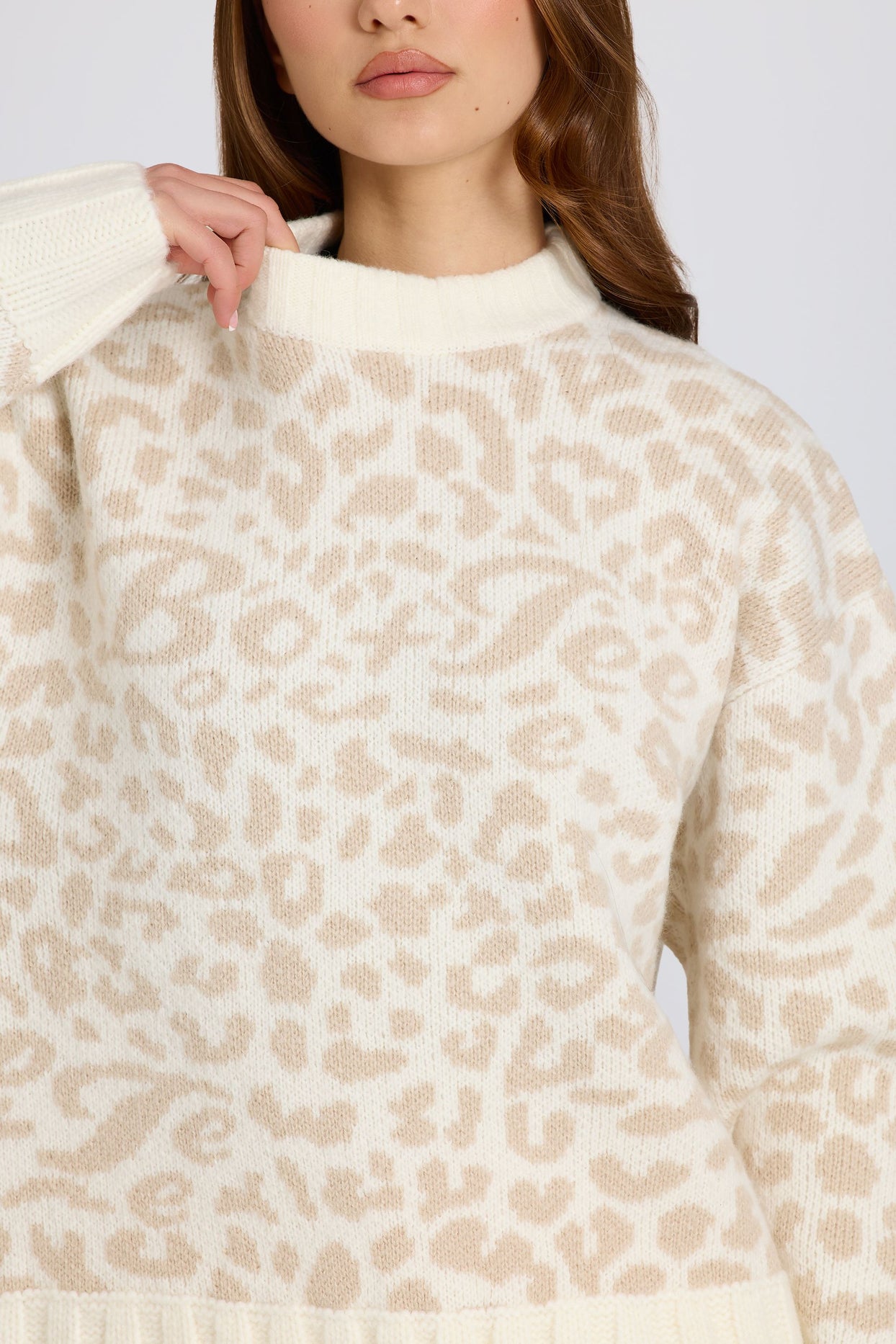 Jacquard-Knit Oversized Jumper in Ice - 6