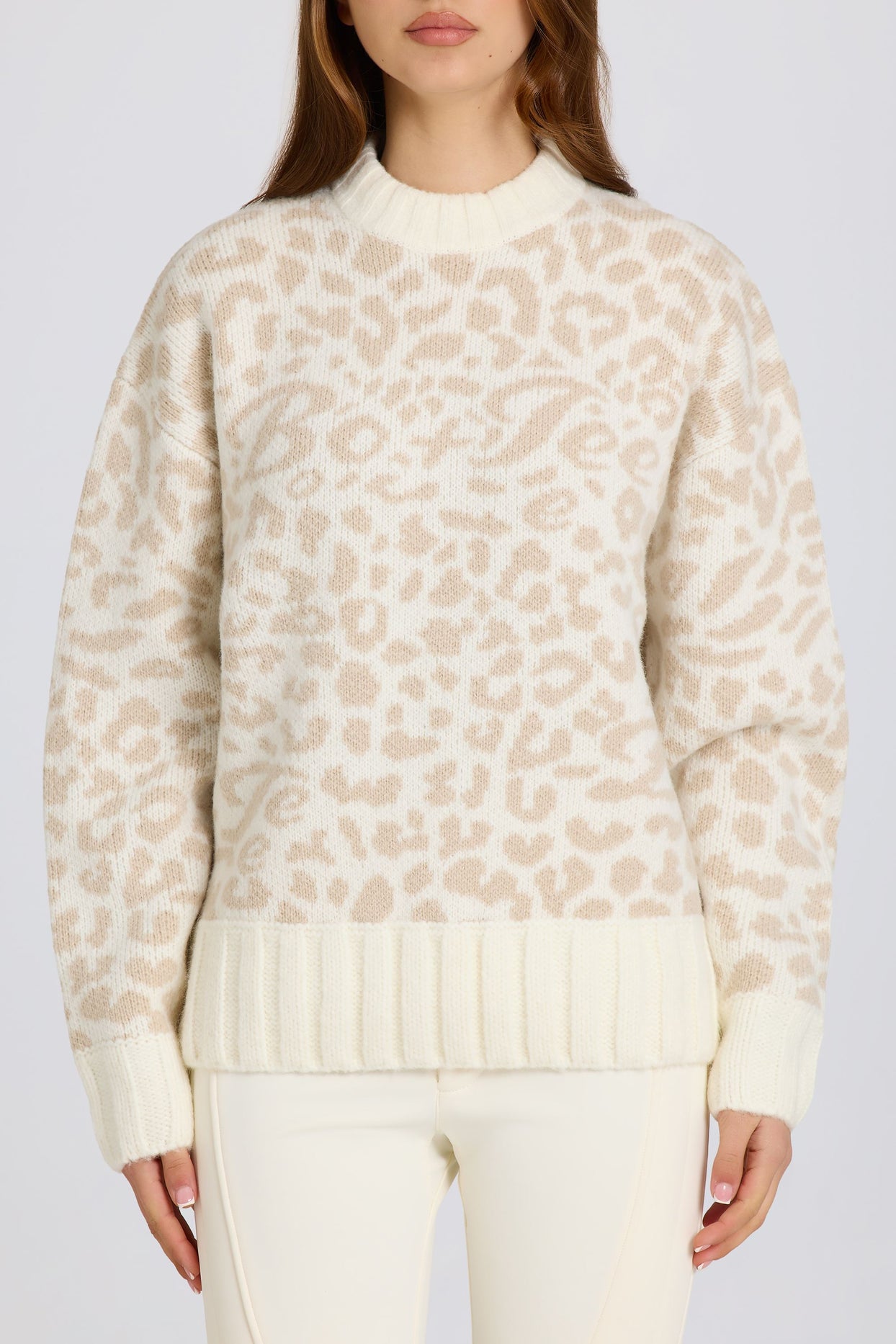 Jacquard-Knit Oversized Jumper in Ice - 3