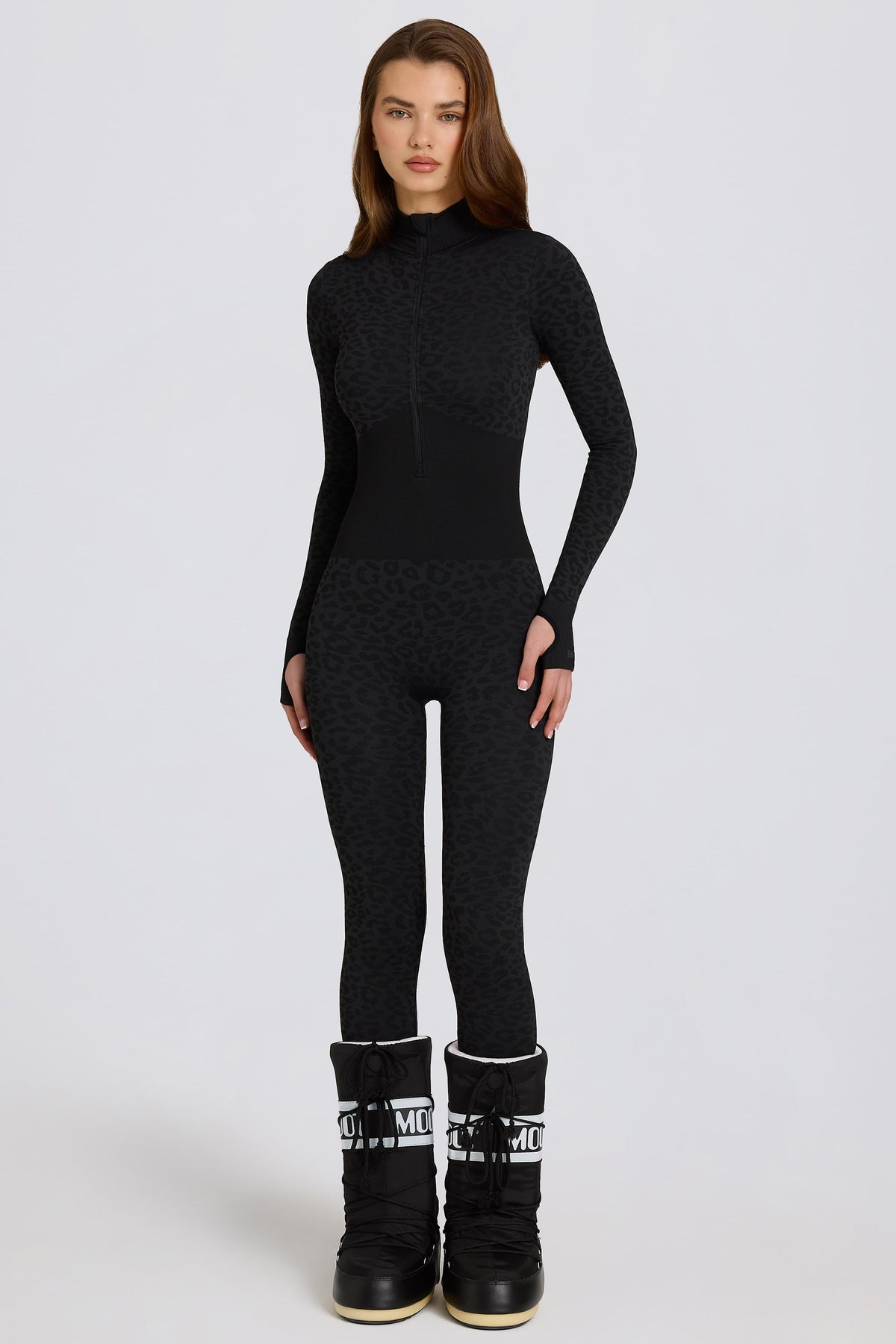 Thermal Base-Layer Jumpsuit in Black Leopard