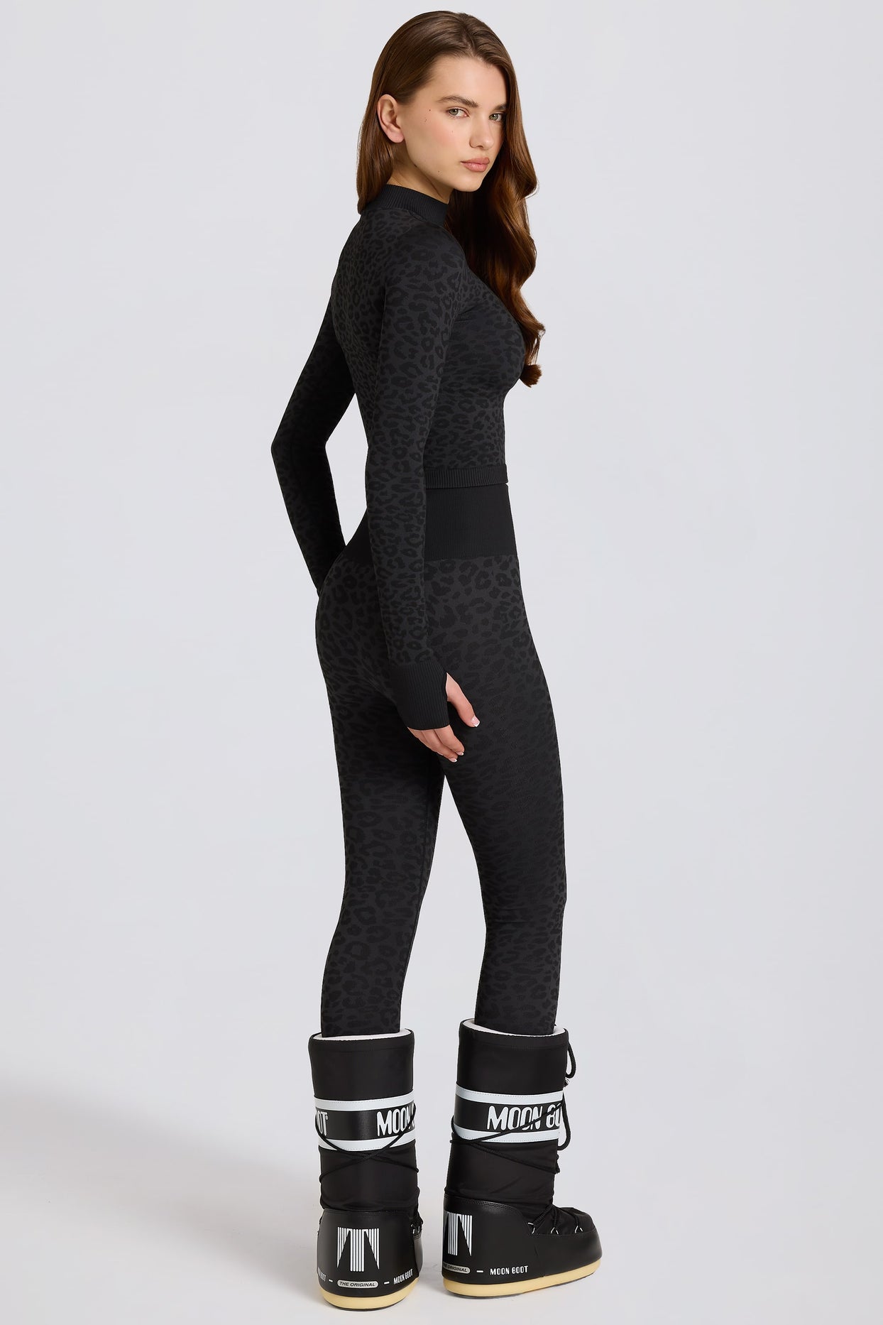 Thermal Base-Layer Leggings in Black Leopard - 2