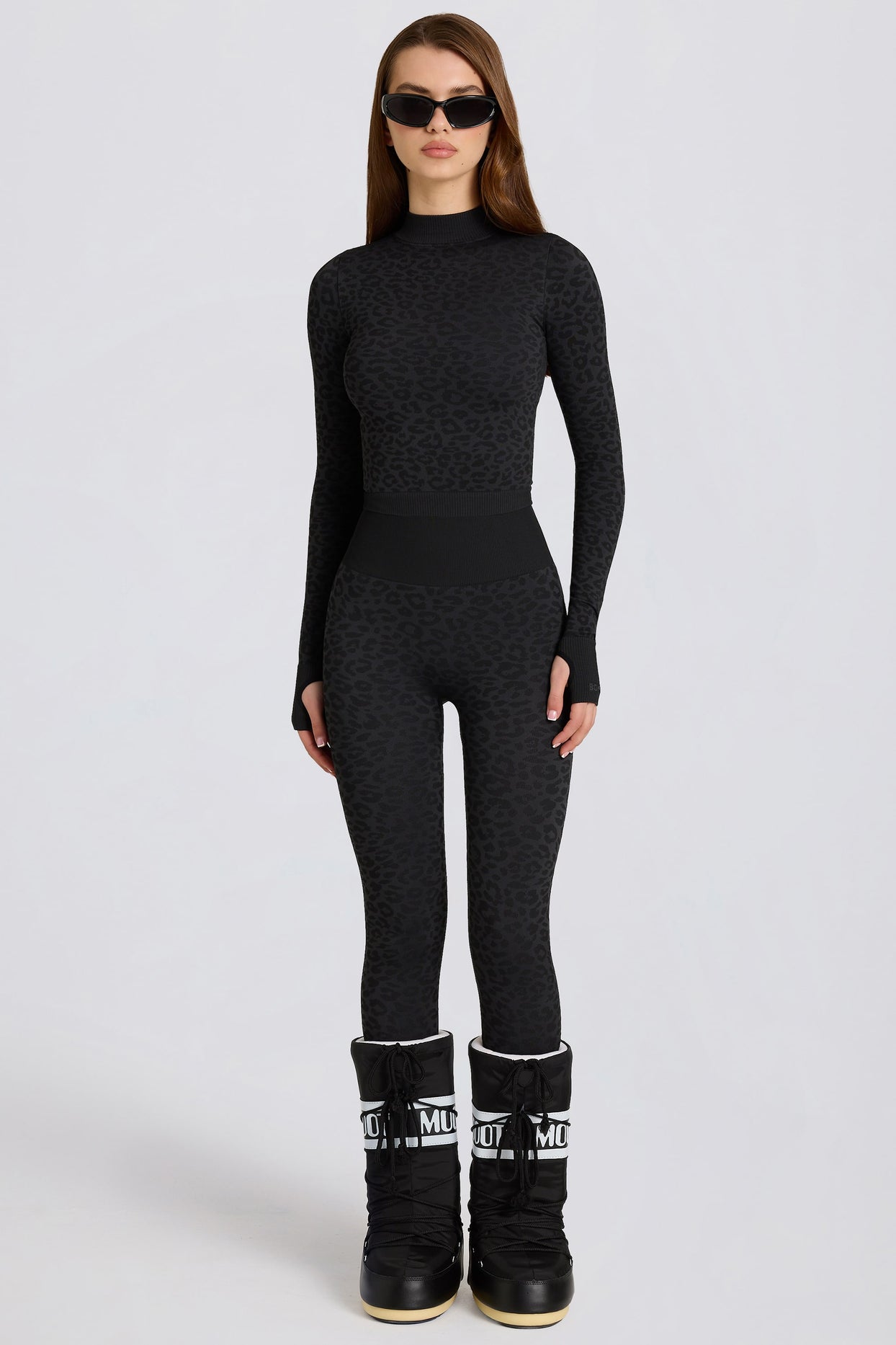 Thermal Base-Layer Leggings in Black Leopard - 1