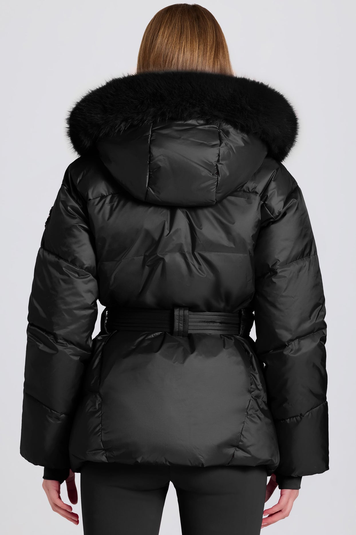 Waterproof Faux-Fur Hood Ski Jacket in Black - 2