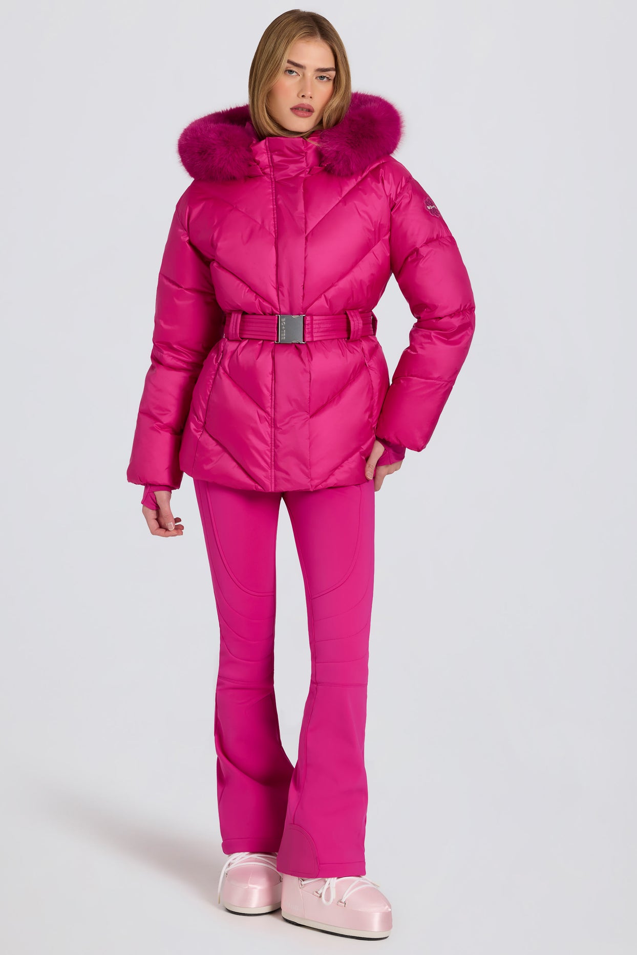 Waterproof Faux-Fur Hood Ski Jacket in Magenta Pink - 4