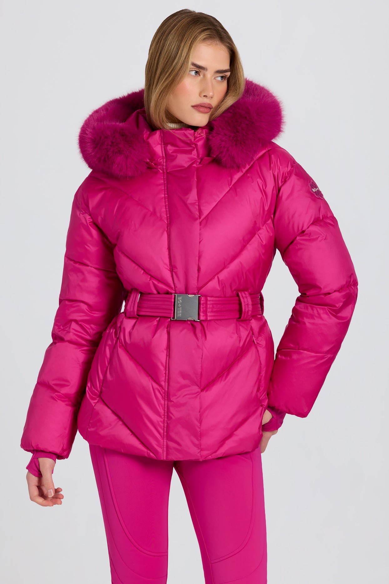 Waterproof Faux-Fur Hood Ski Jacket in Magenta Pink - 5