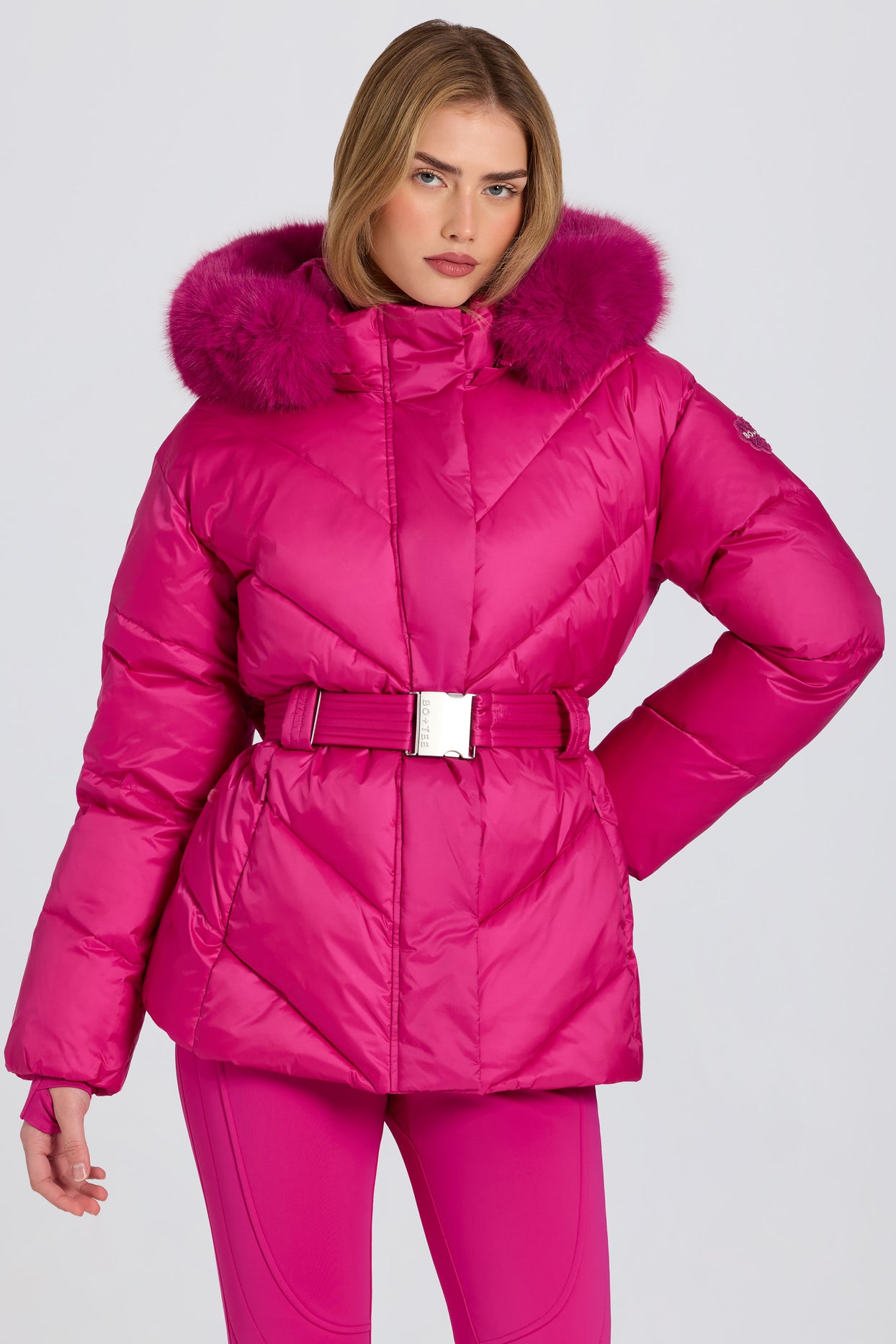 Waterproof Faux-Fur Hood Ski Jacket in Magenta Pink - 6