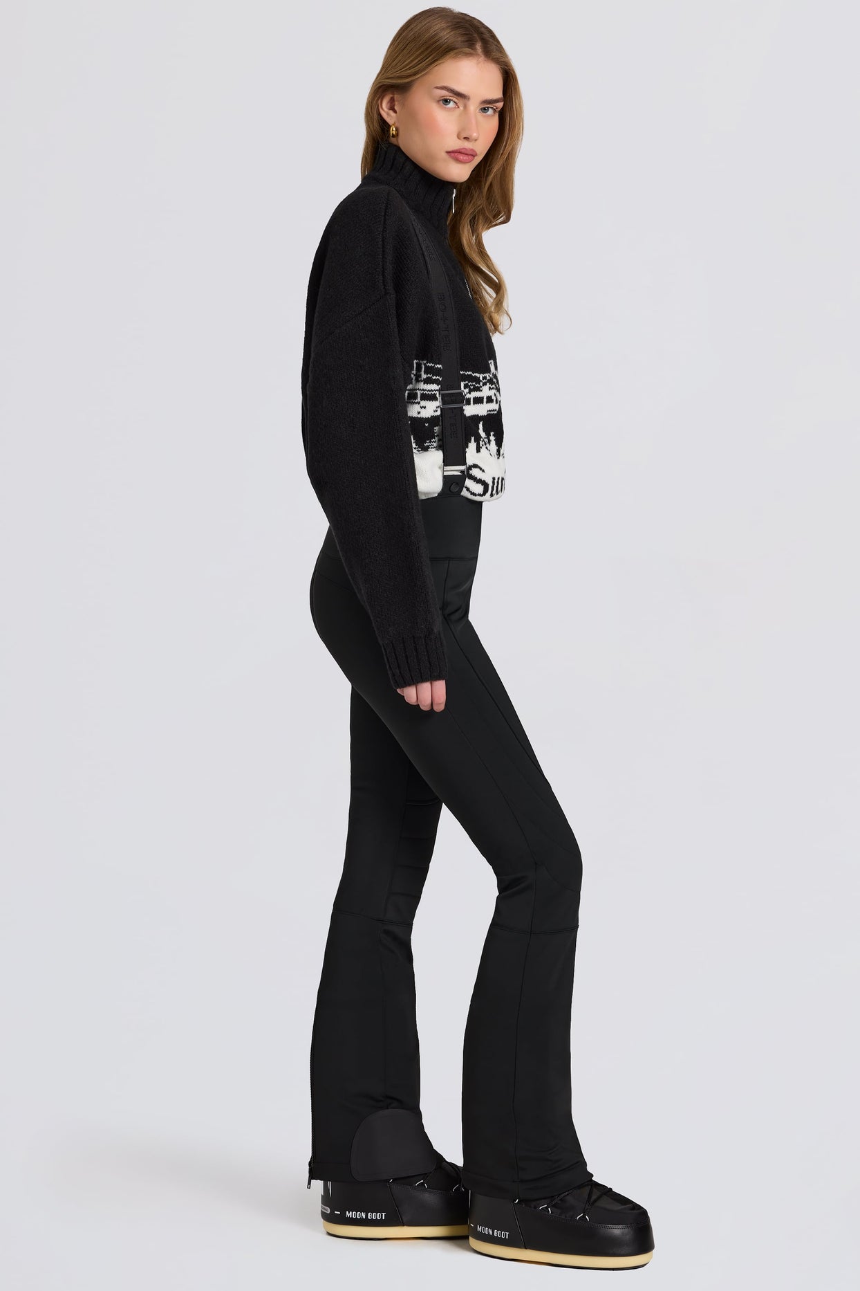 Waterproof High-Rise Salopettes with Suspenders in Black - 3