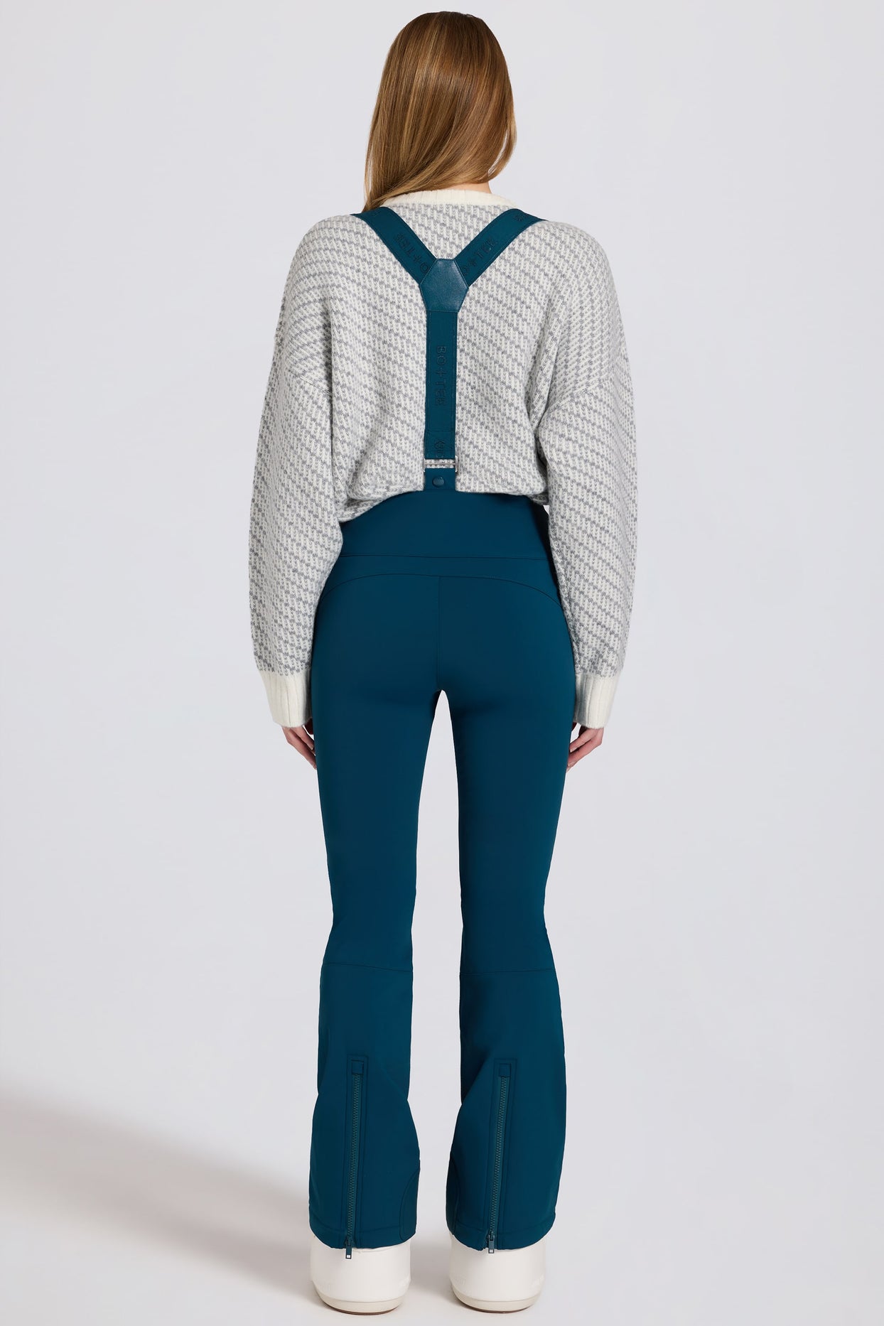 Waterproof High-Rise Salopettes with Suspenders in Teal - 4
