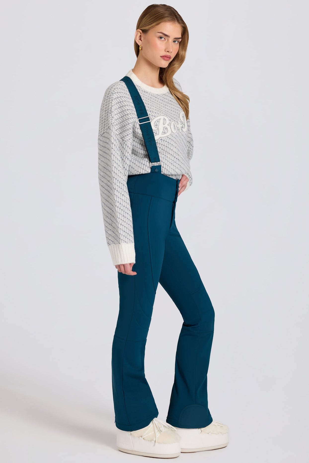 Waterproof High-Rise Salopettes with Suspenders in Teal - 5