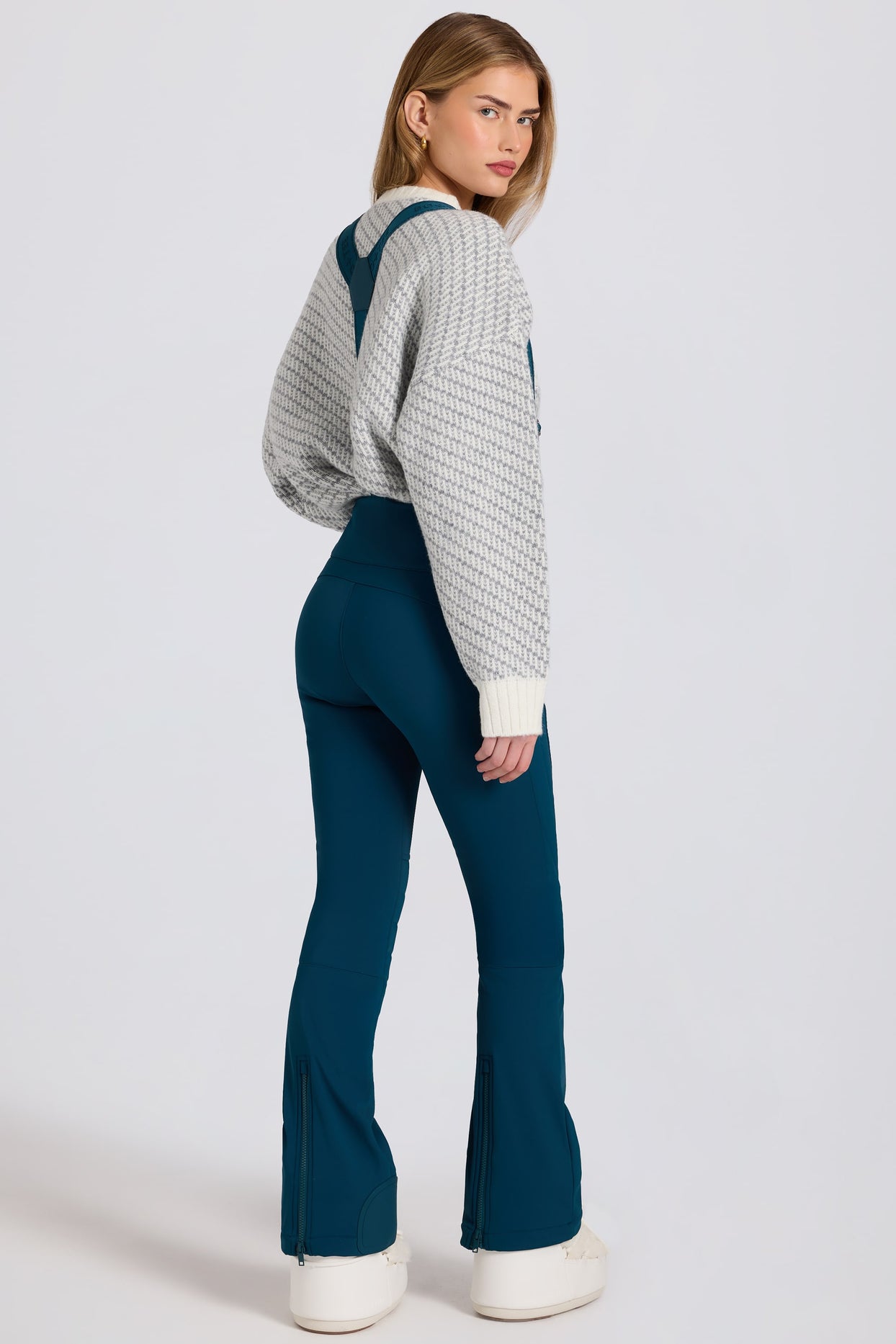 Waterproof High-Rise Salopettes with Suspenders in Teal - 2