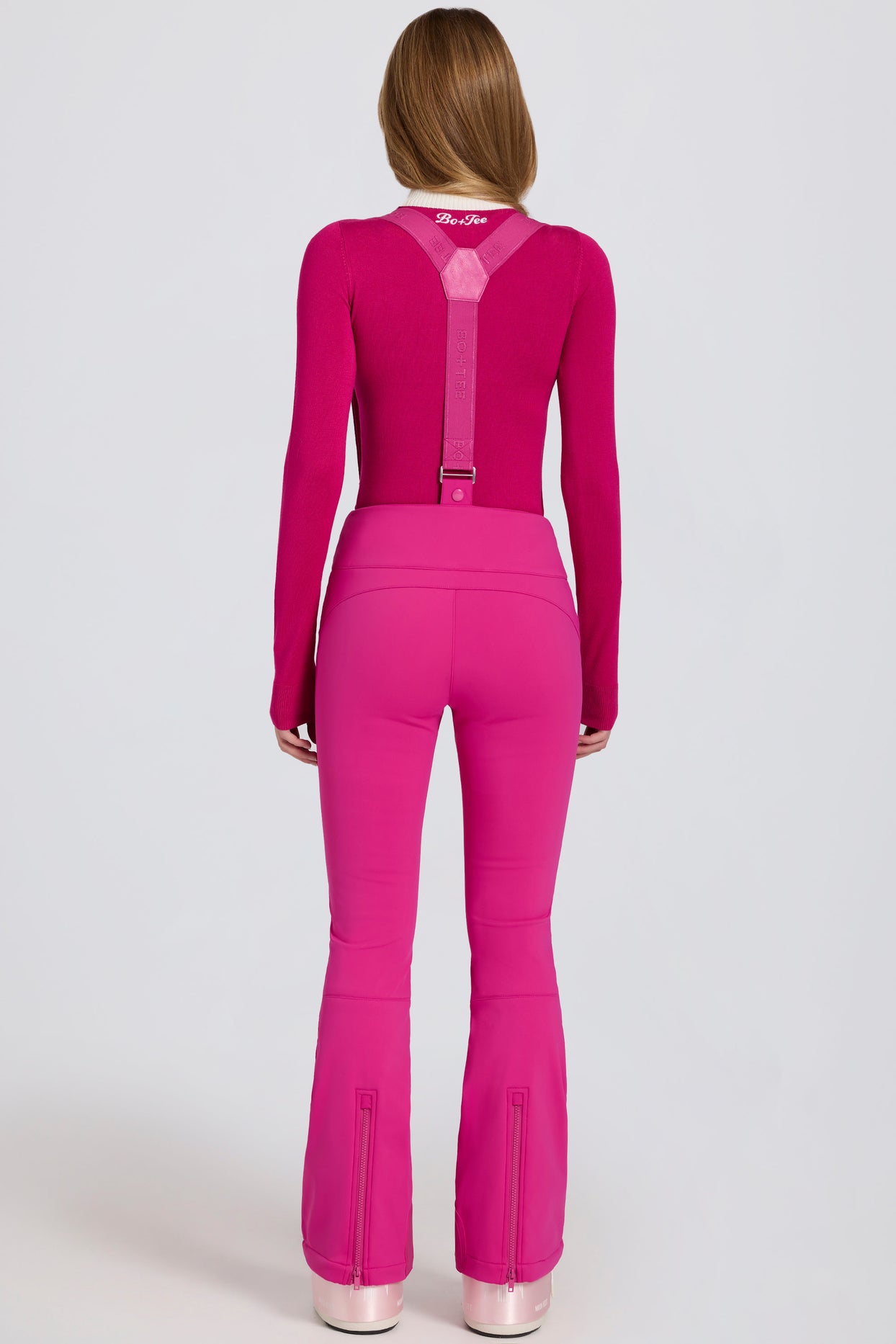 Waterproof High-Rise Salopettes with Suspenders in Magenta Pink - 6