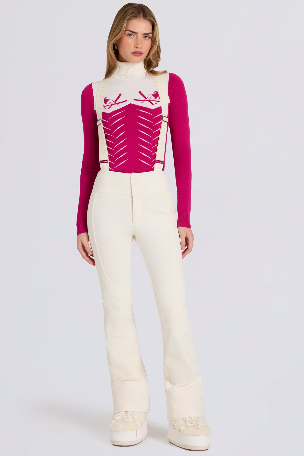 Waterproof High-Rise Salopettes with Suspenders in Ice - 3