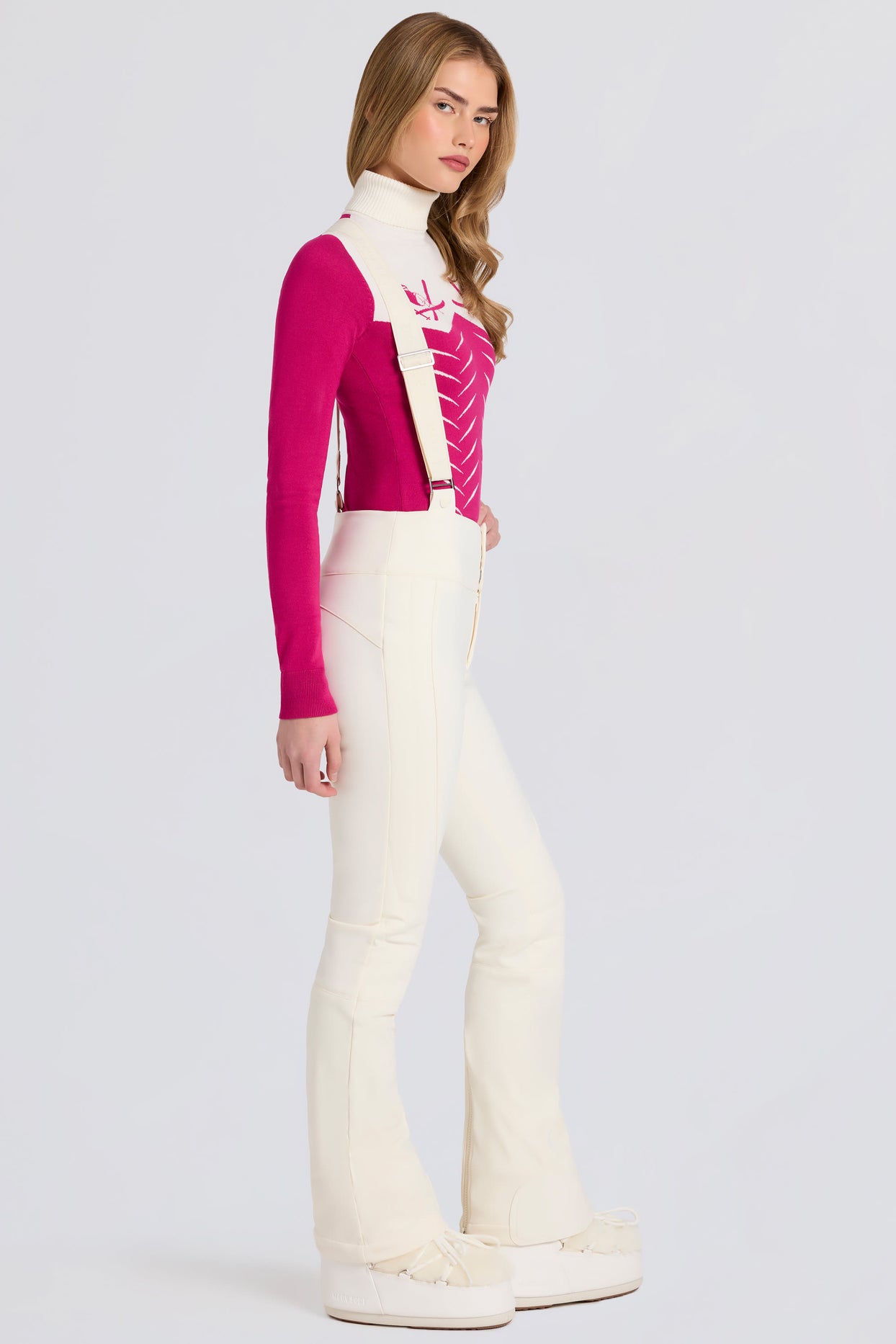 Waterproof High-Rise Salopettes with Suspenders in Ice - 5