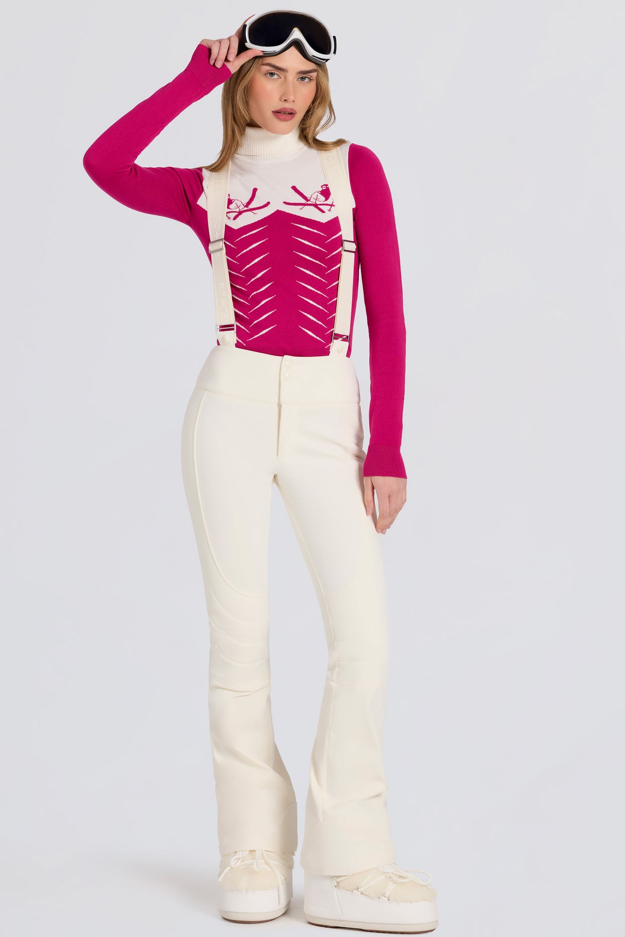 Waterproof High-Rise Salopettes with Suspenders in Ice - 6