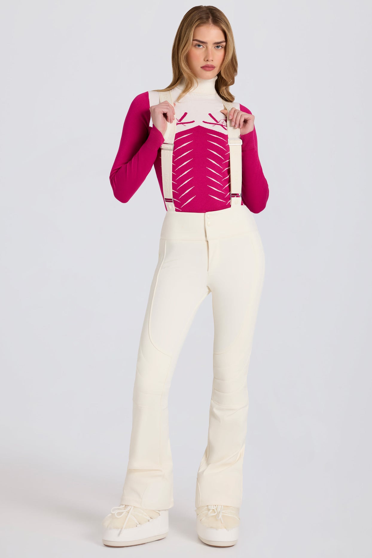 Waterproof High-Rise Salopettes with Suspenders in Ice - 7