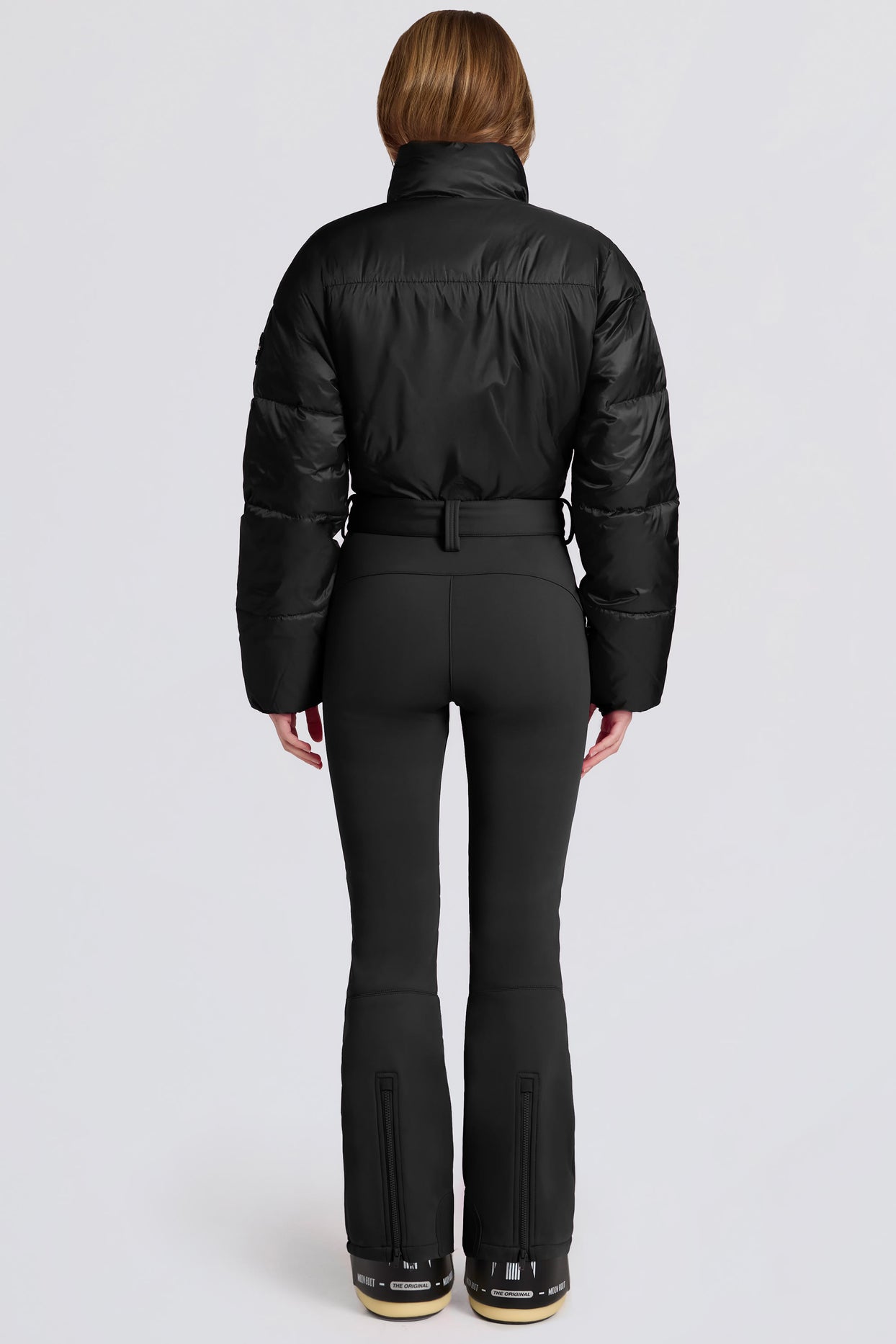 Waterproof Padded Belted Ski Suit in Black - 5