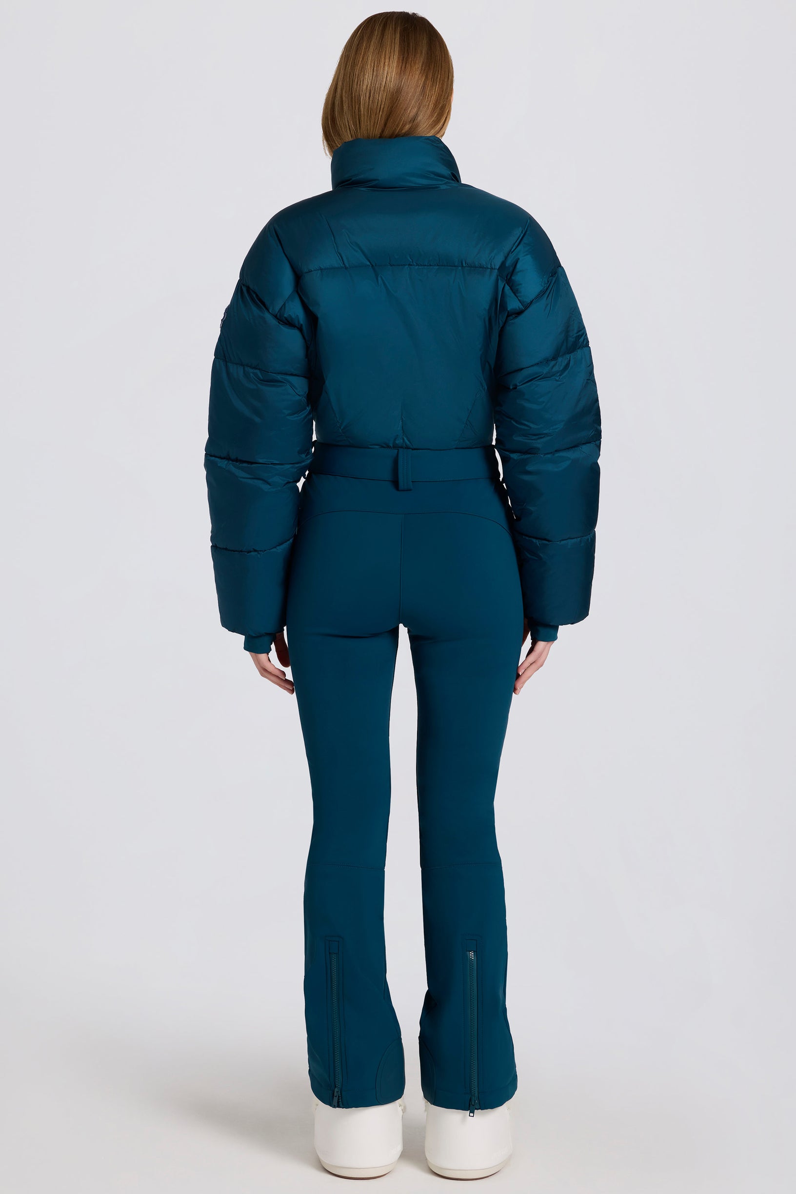 Waterproof Padded Belted Ski Suit in Teal - 2