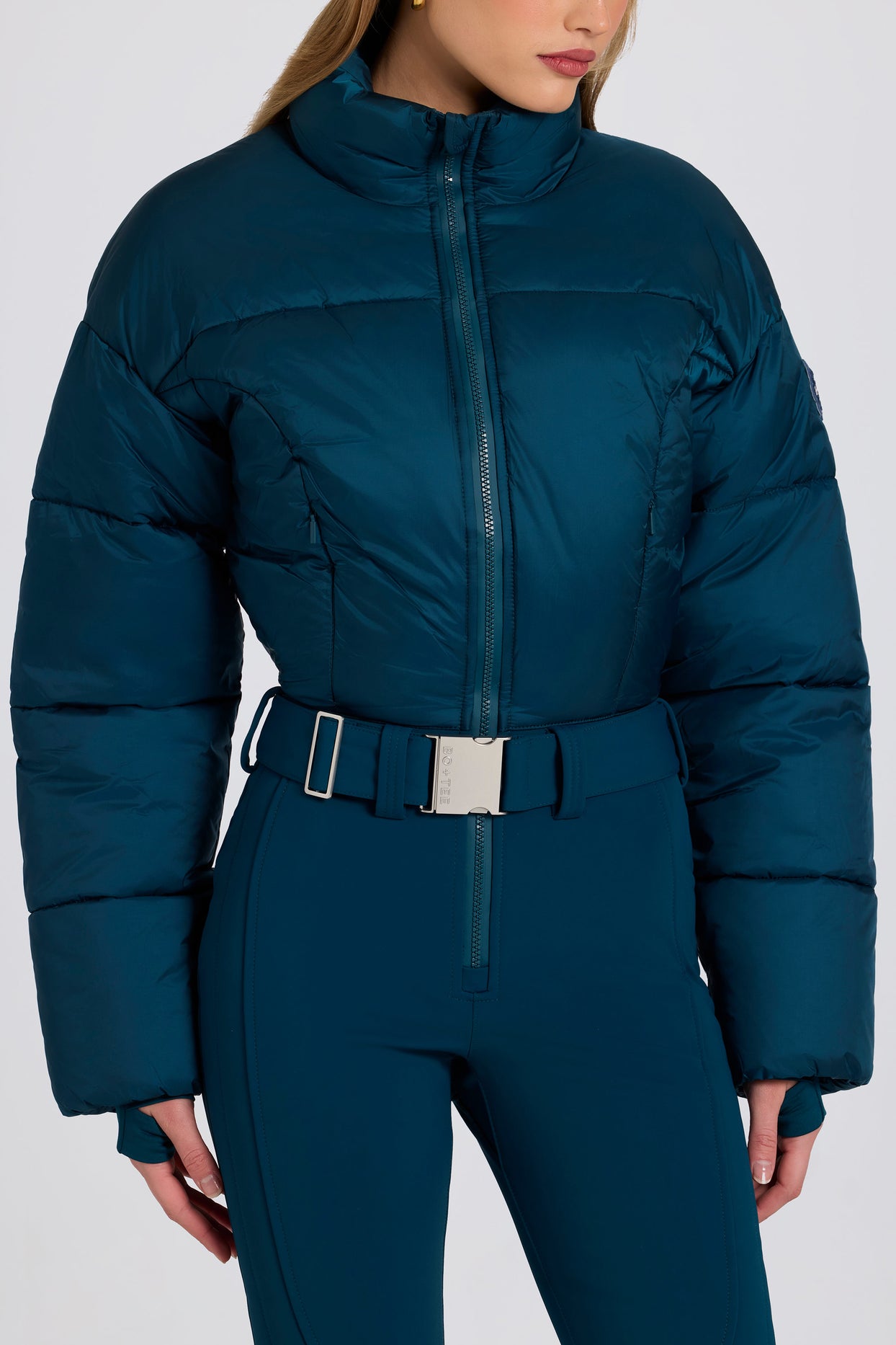 Waterproof Padded Belted Ski Suit in Teal - 5