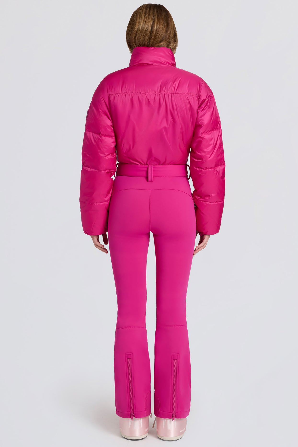 Waterproof Padded Belted Ski Suit in Magenta Pink - 3