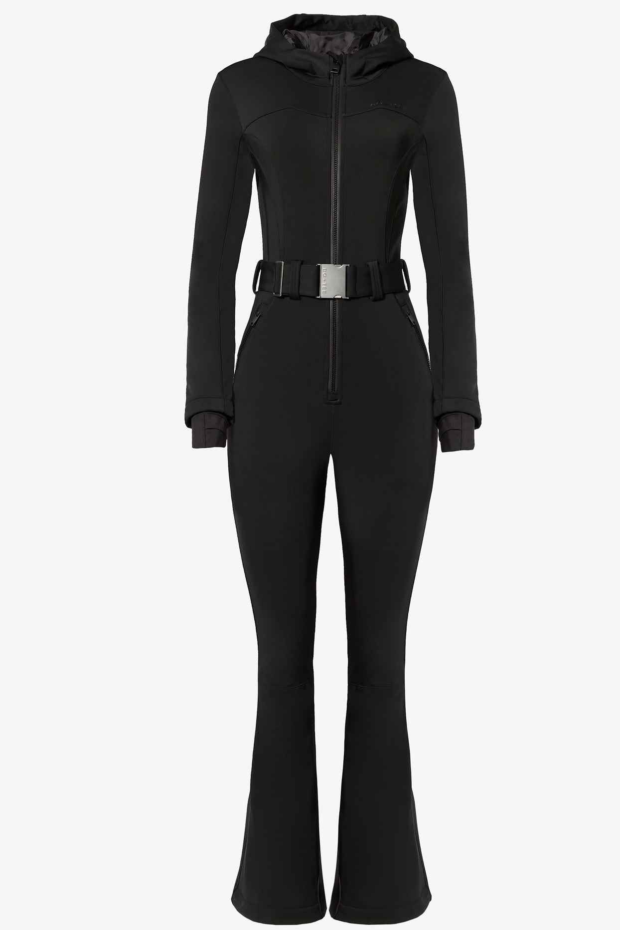 Waterproof Hooded Fitted Ski Suit in Black - 3