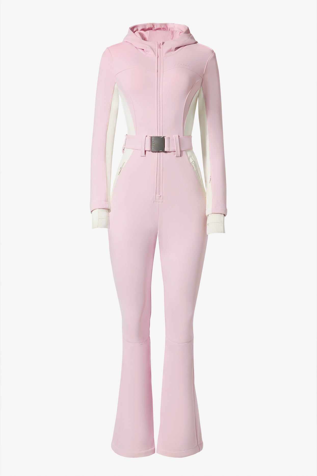 Waterproof Hooded Fitted Ski Suit in Powder Pink - 3