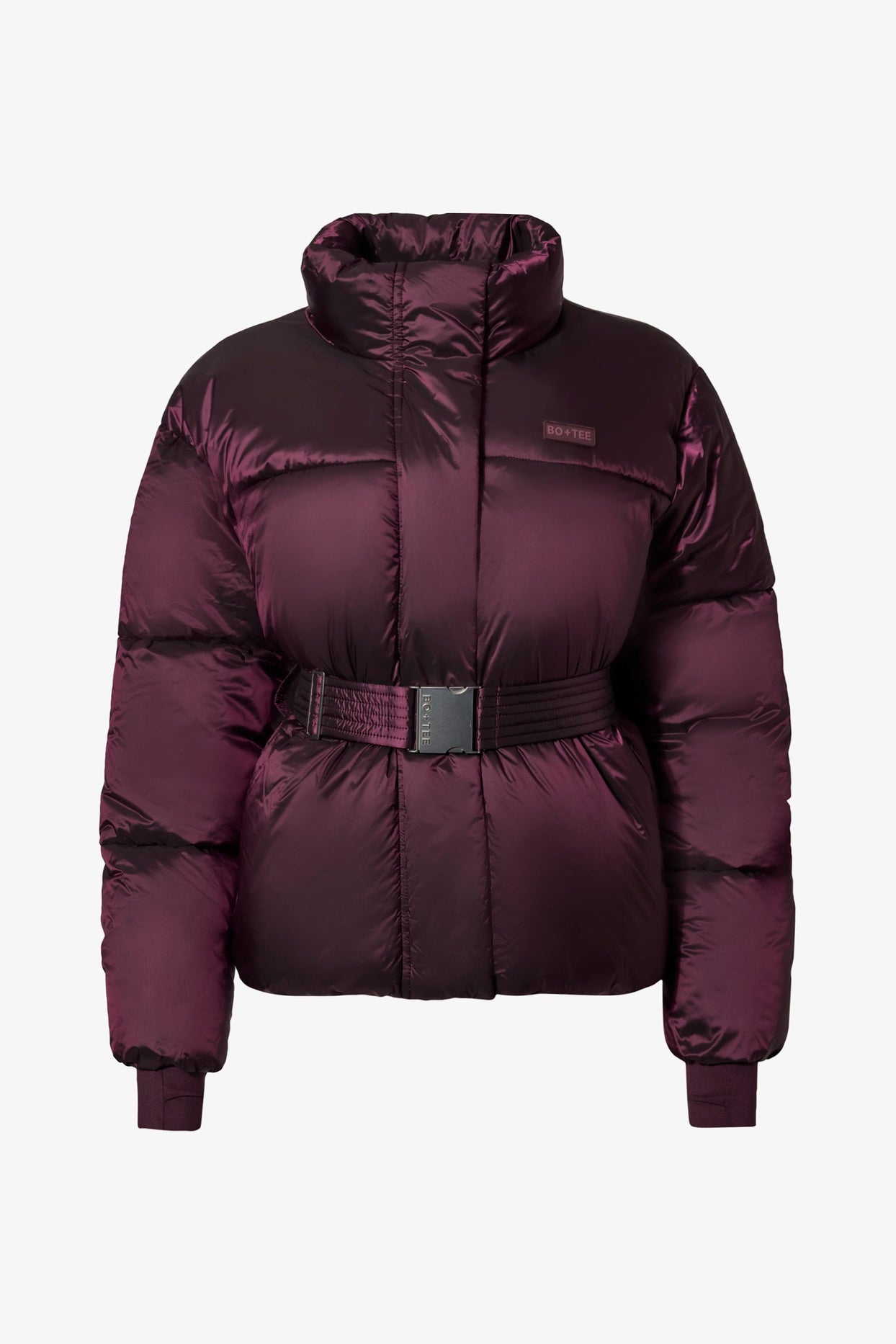 Waterproof Belted Oversized Ski Jacket in Burgundy - 3