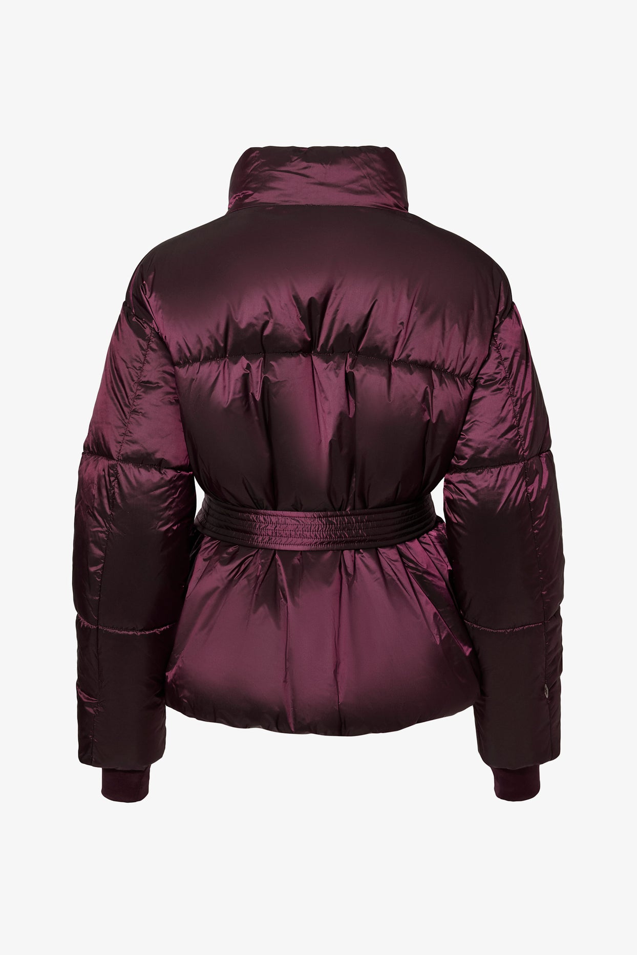 Waterproof Belted Oversized Ski Jacket in Burgundy - 4