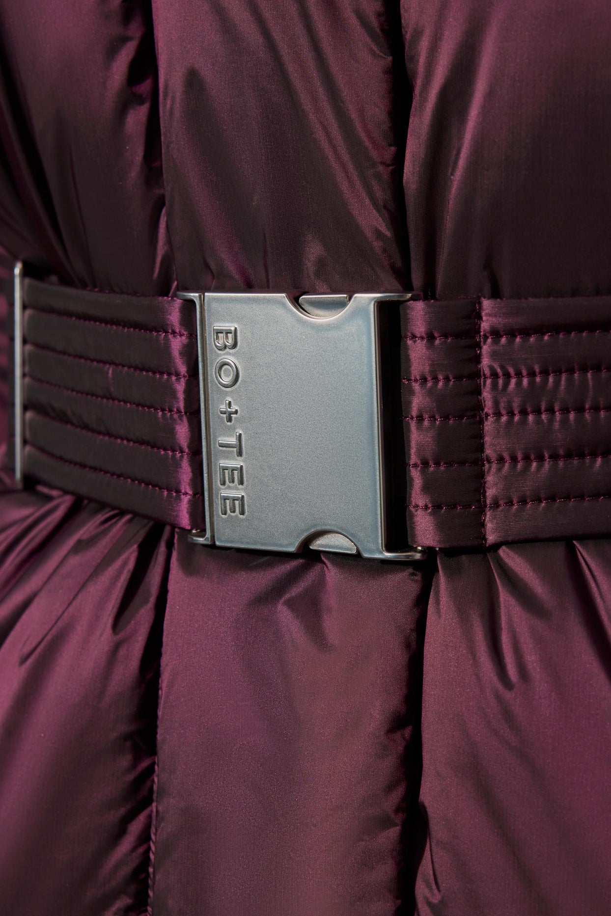 Waterproof Belted Oversized Ski Jacket in Burgundy - 5