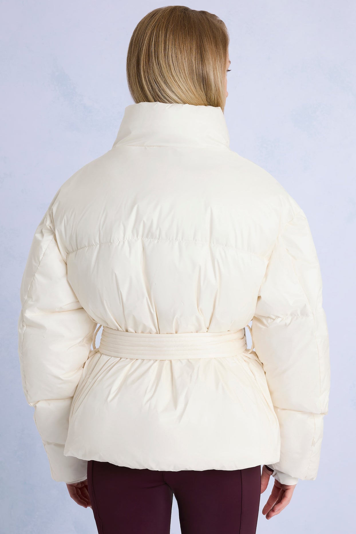Waterproof Belted Oversized Ski Jacket in Ice - 2