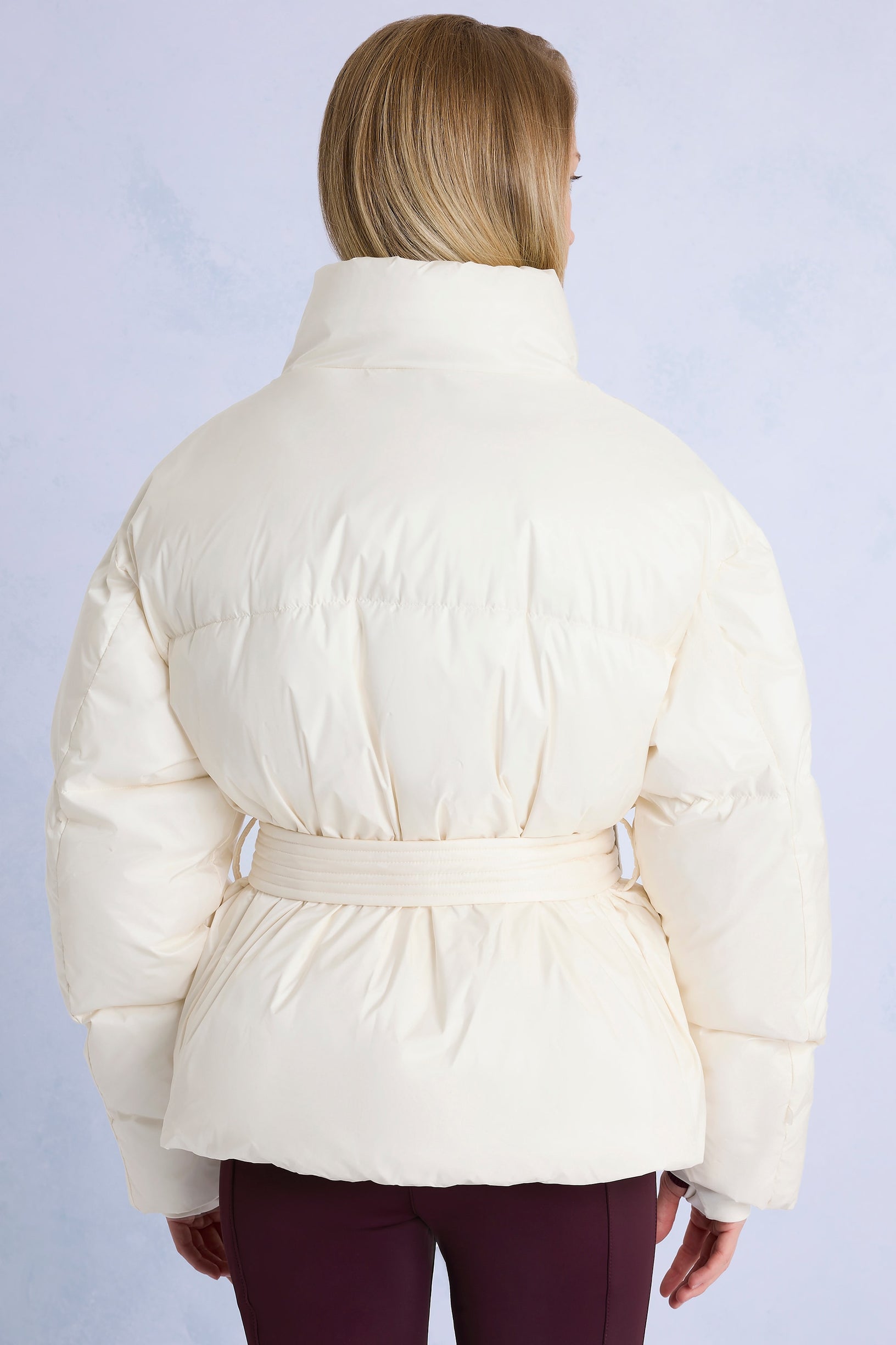 Waterproof Belted Oversized Ski Jacket in Ice - 2
