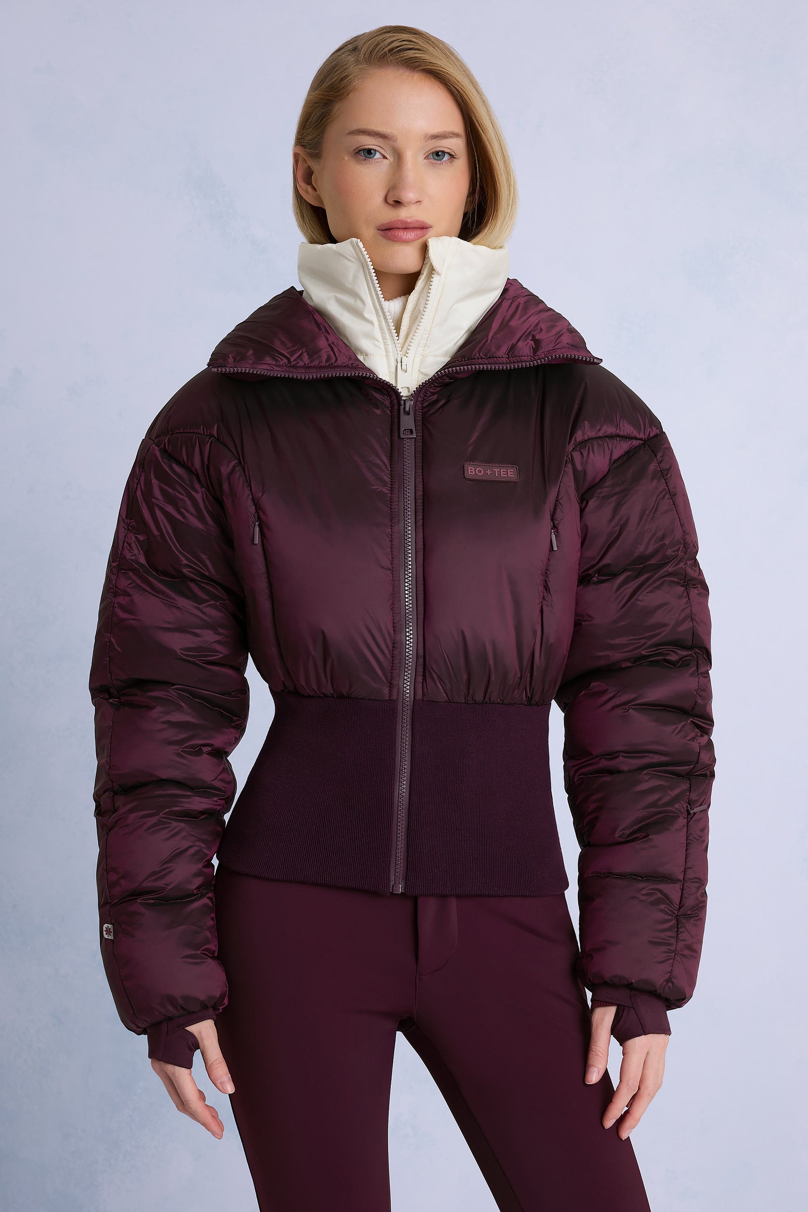 Waterproof Layered Ski Jacket in Burgundy - 1