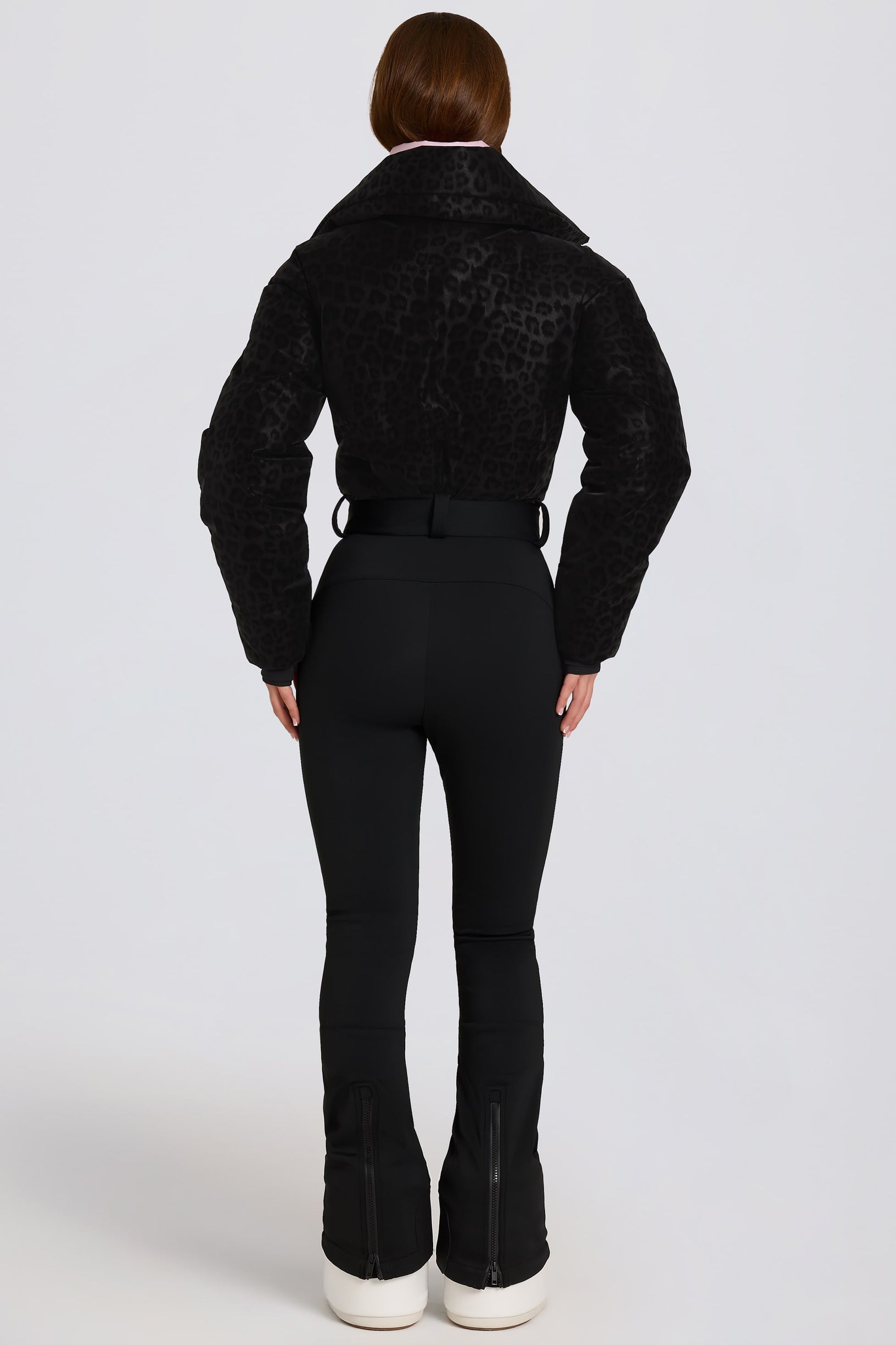 Waterproof Belted Layered Ski Suit in Black Leopard - 2