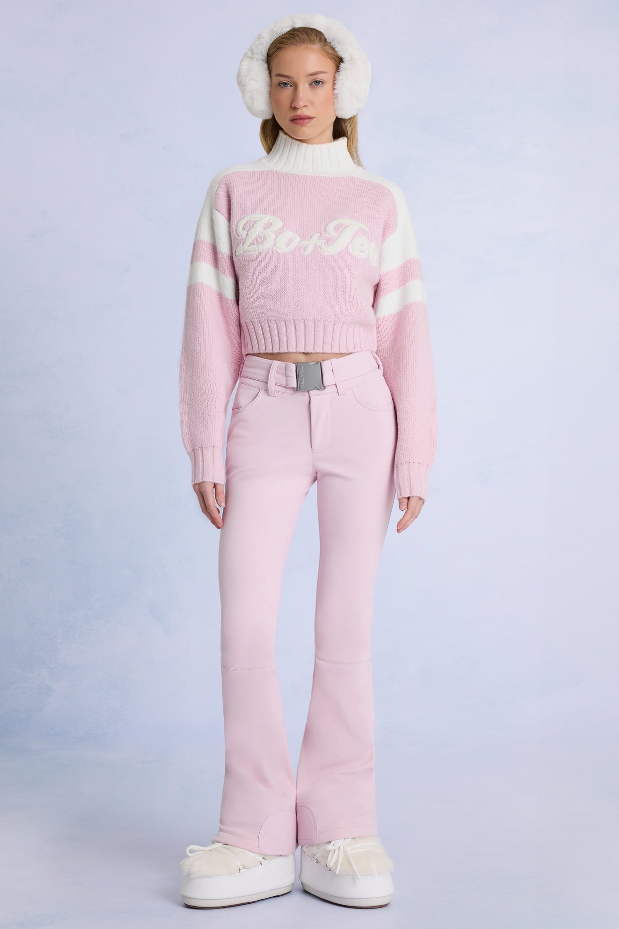 Waterproof Belted Ski Salopettes in Powder Pink - 1
