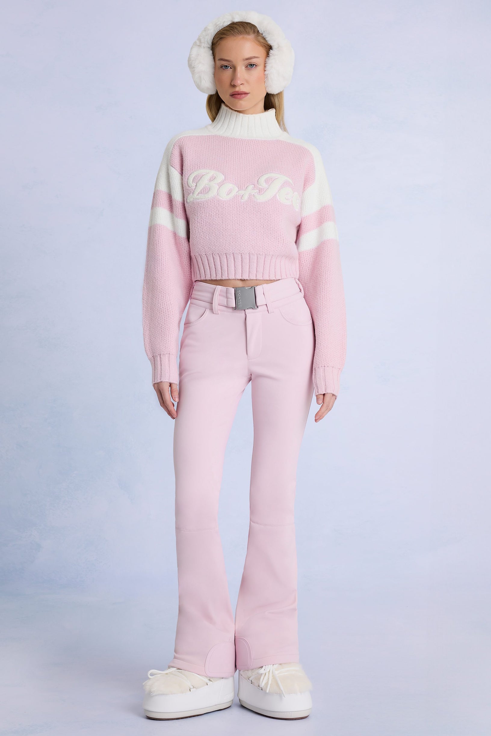 Waterproof Belted Ski Salopettes in Powder Pink - 1