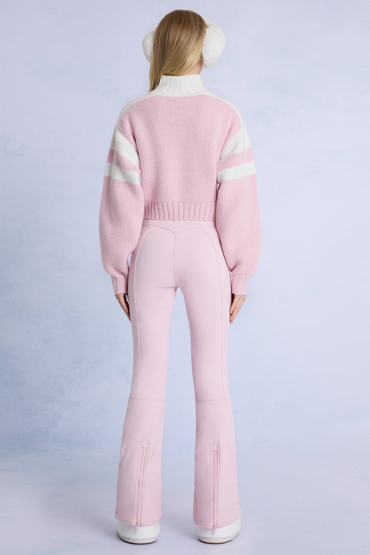 Waterproof Belted Ski Salopettes in Powder Pink - 2