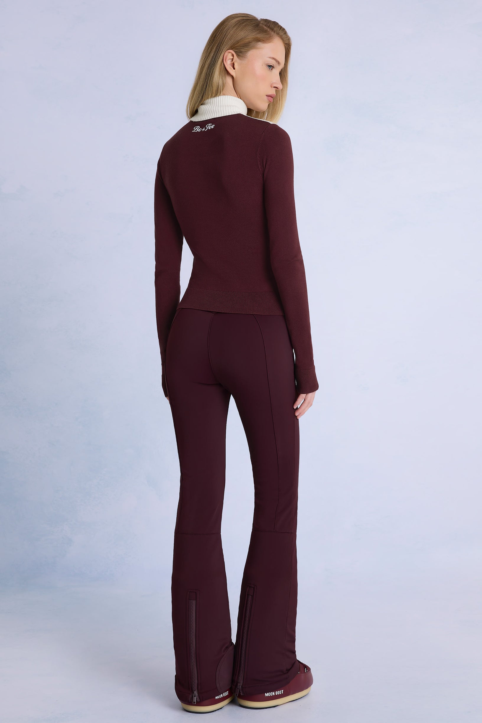 Waterproof Belted Ski Salopettes in Burgundy - 2