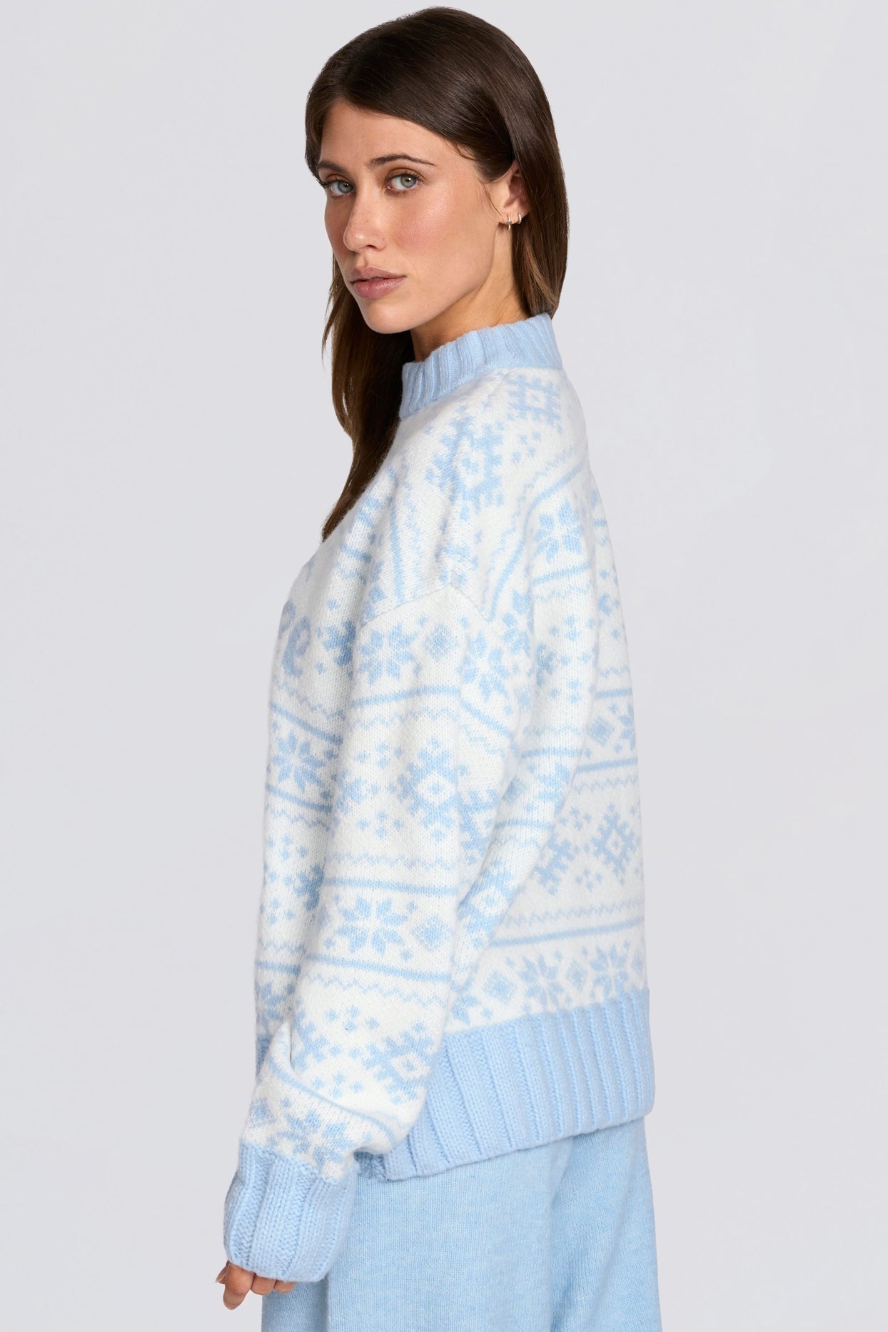 Jacquard-Knit Oversized Jumper in Powder Blue - 3
