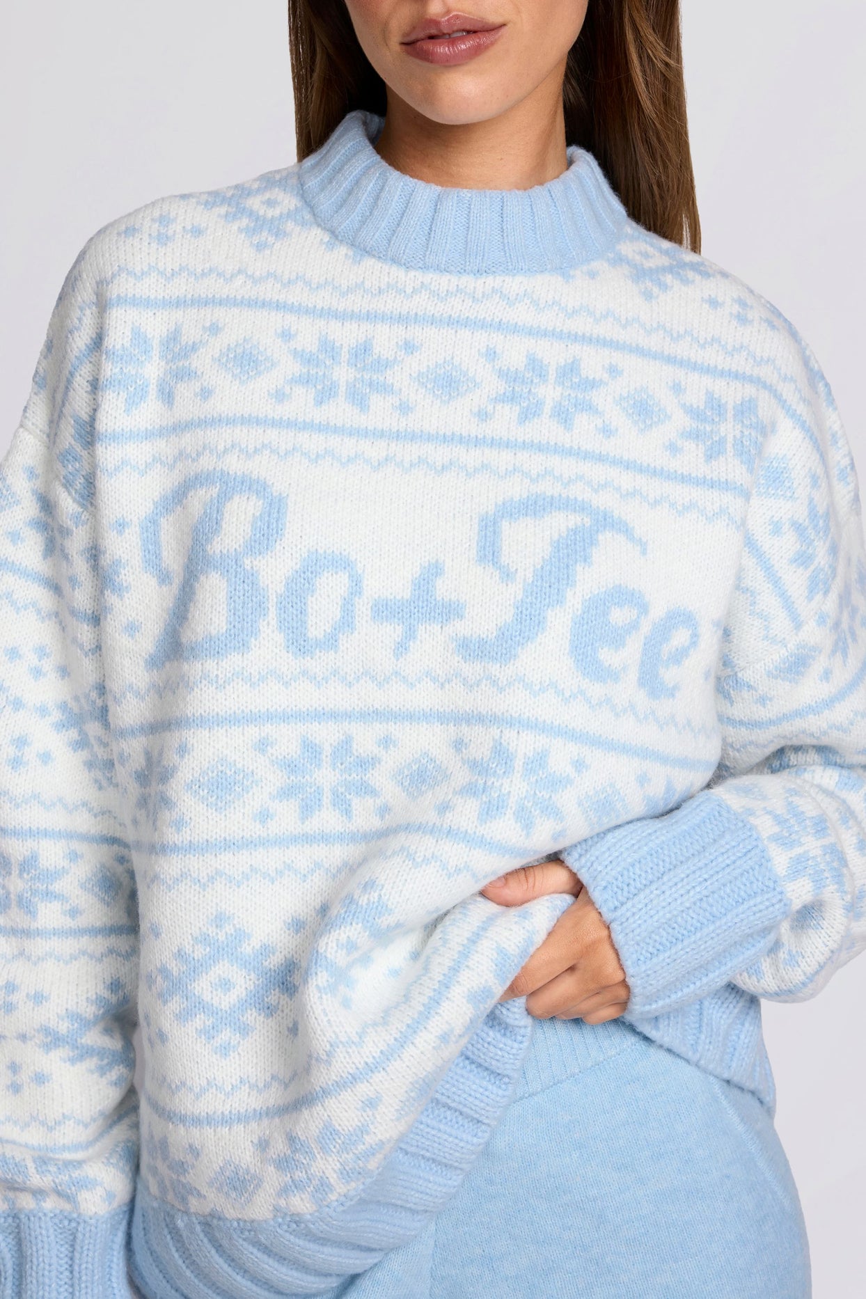 Jacquard-Knit Oversized Jumper in Powder Blue - 4