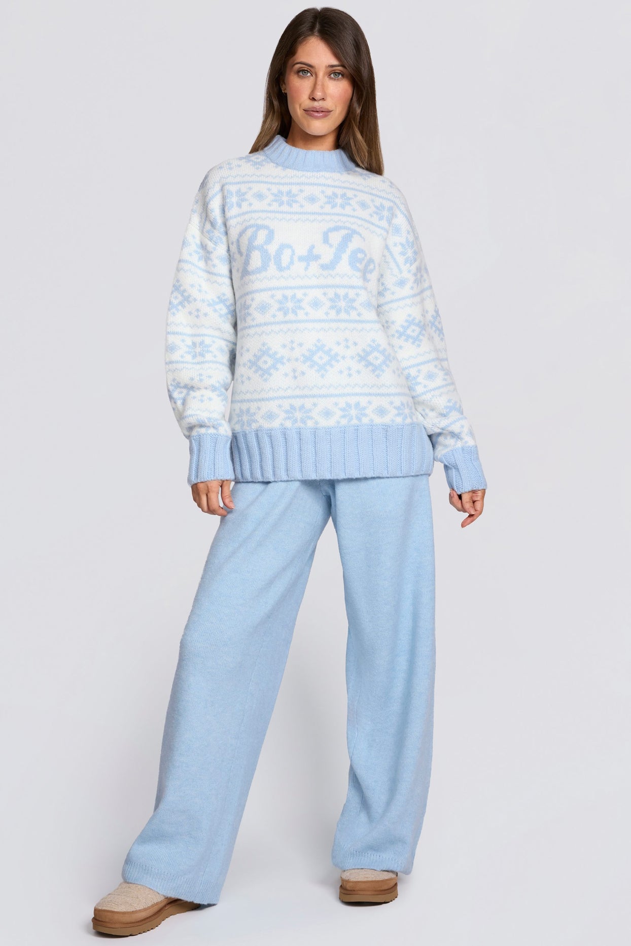 Jacquard-Knit Oversized Jumper in Powder Blue - 6