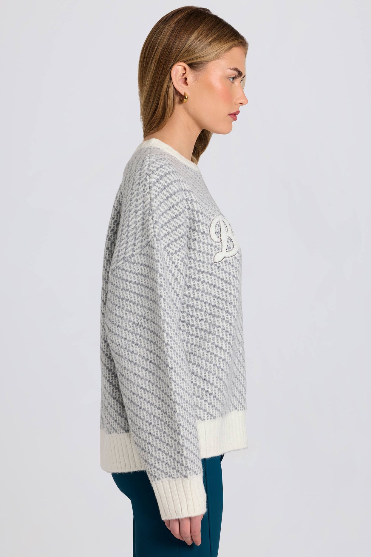 Knit Logo Oversized Jumper in Ice - 5