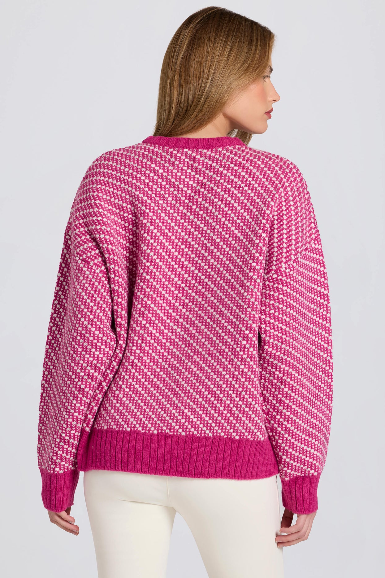 Knit Logo Oversized Jumper in Magenta Pink - 3