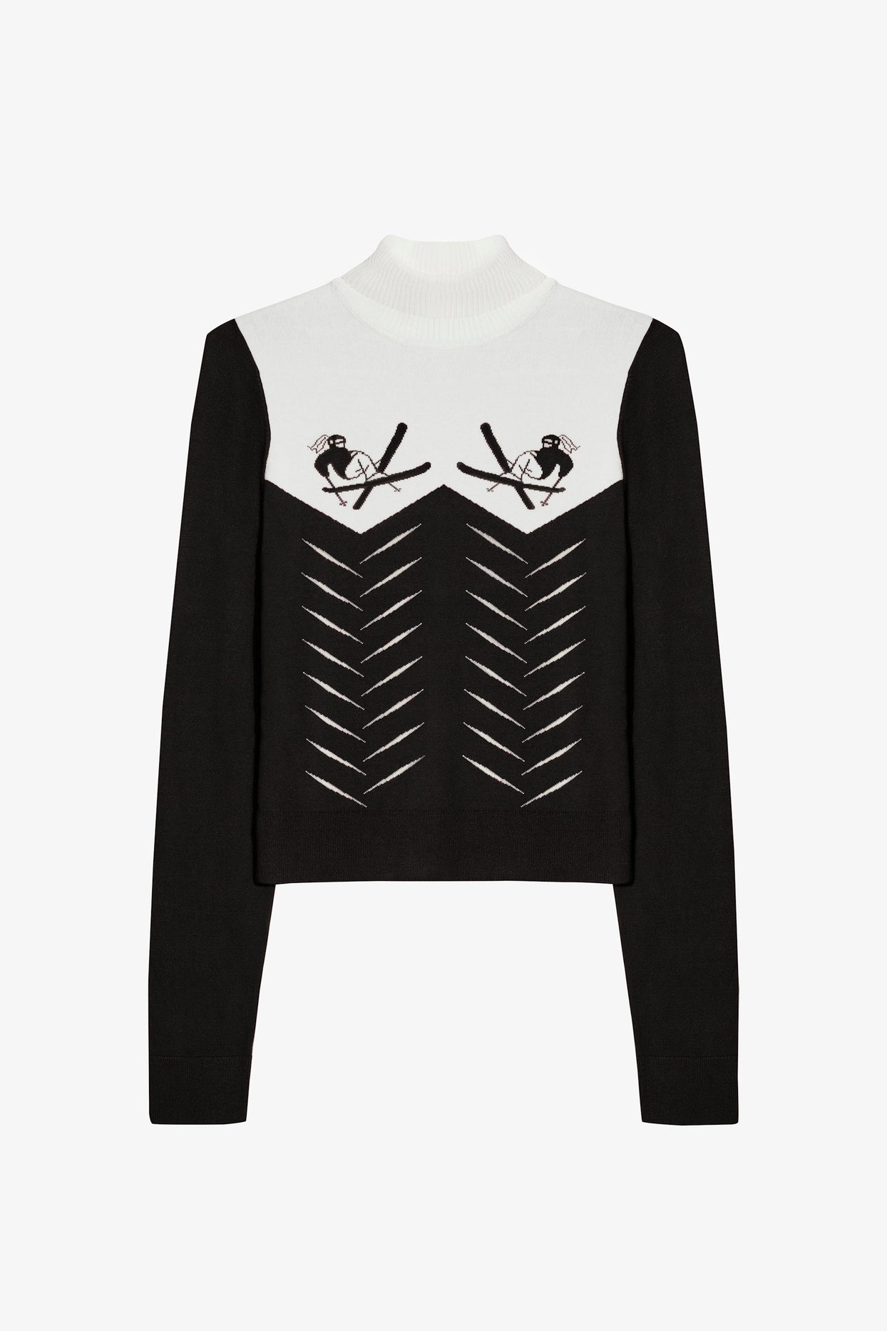 Knit Long-Sleeve Fitted Top in Black - 3