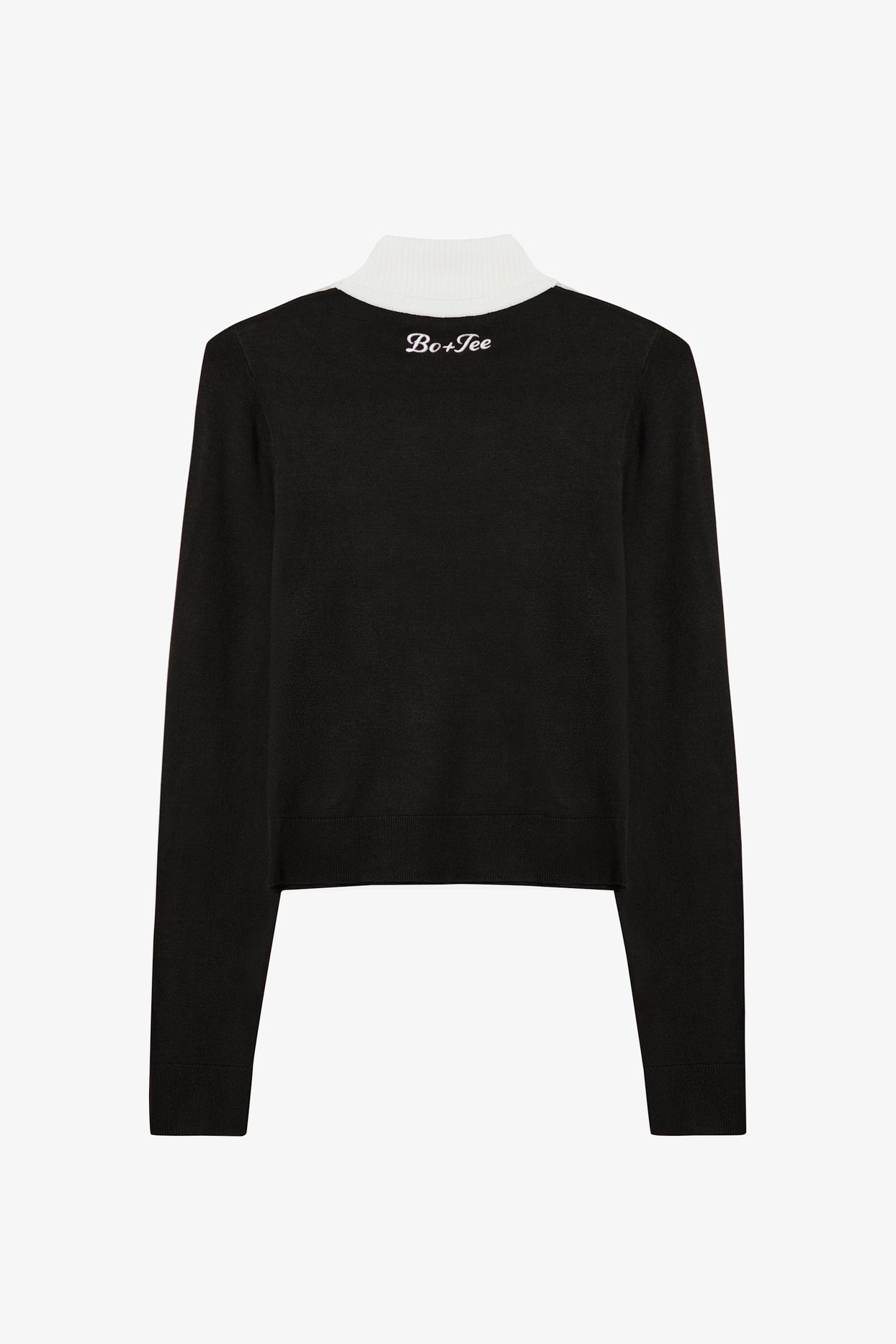 Knit Long-Sleeve Fitted Top in Black - 4