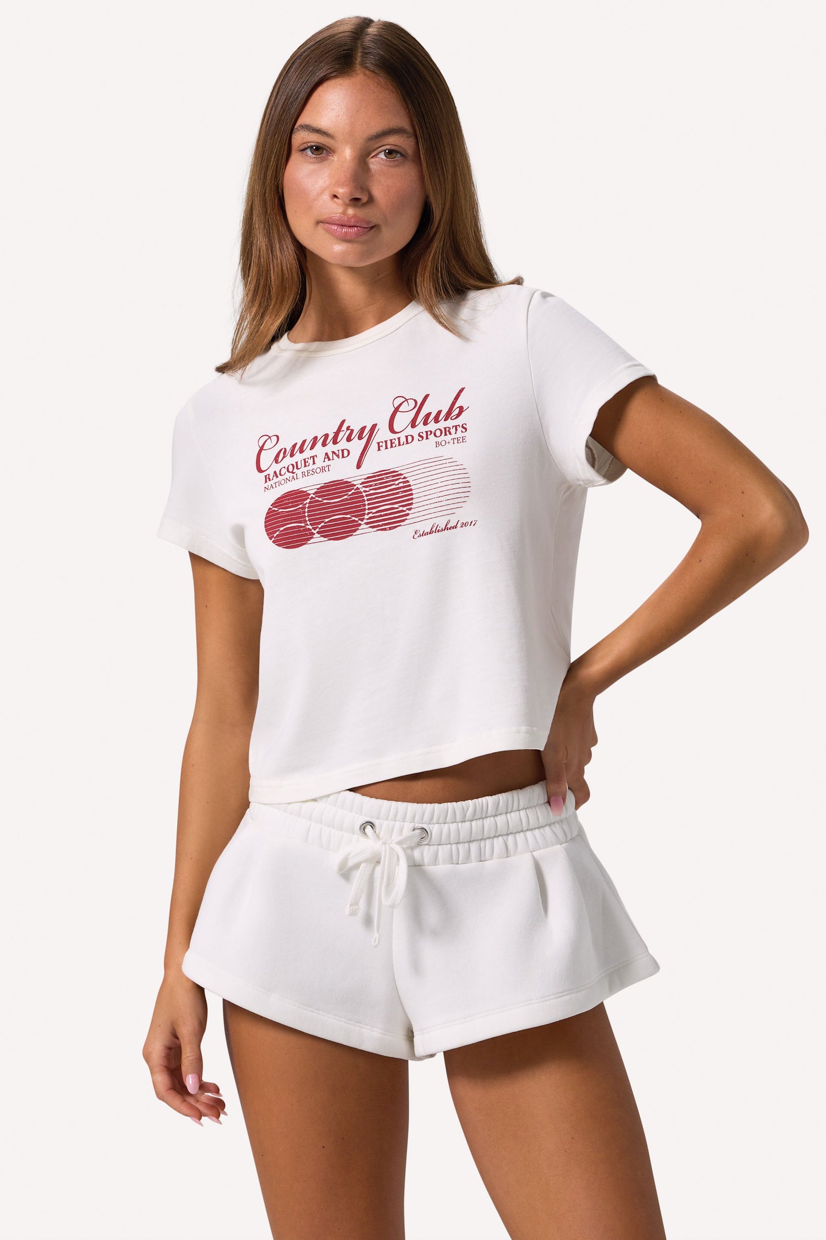 Cropped Graphic T-Shirt in Ivory - 1