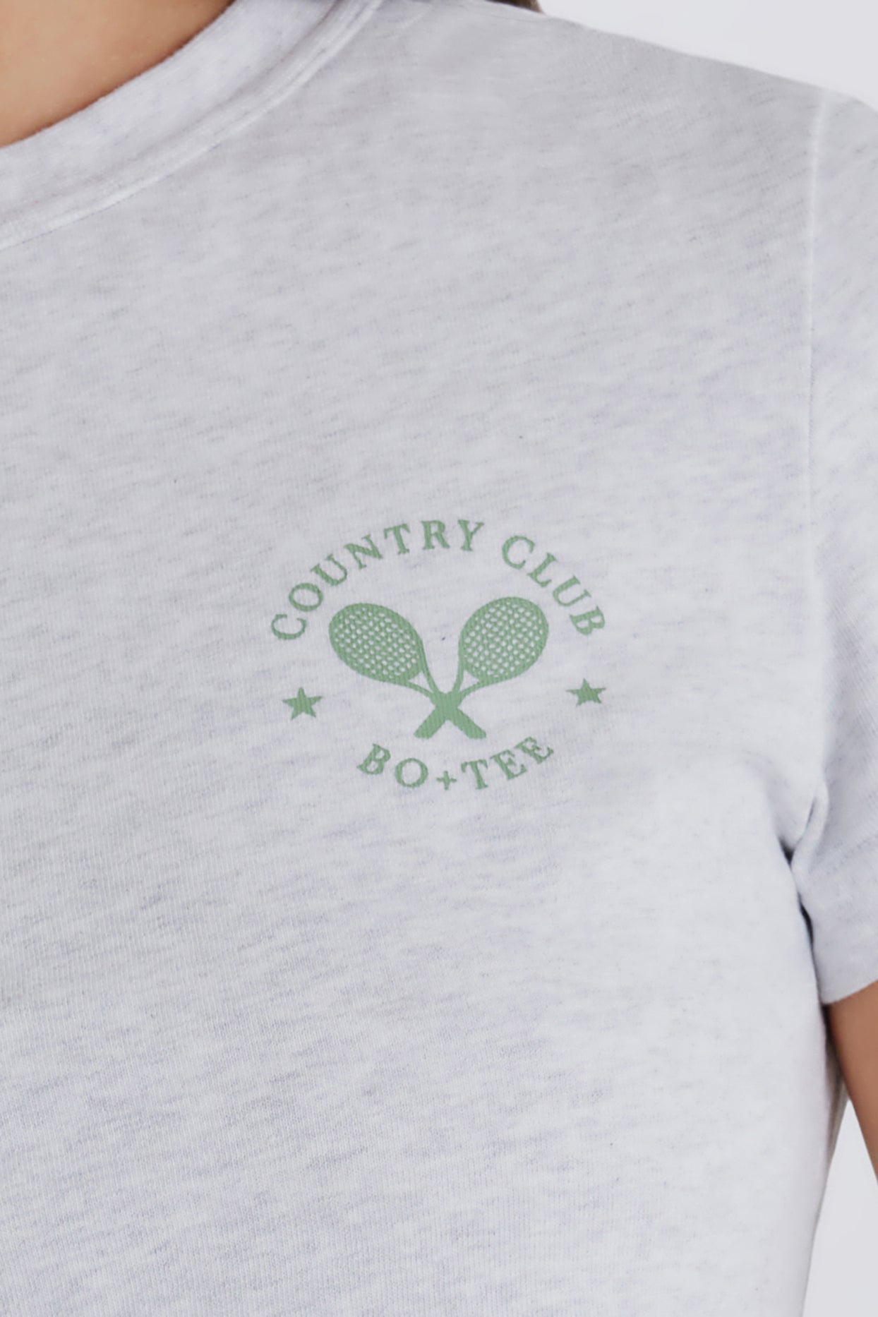 Cropped Graphic T-Shirt in Grey Marl - 5