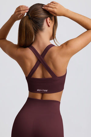 Super Sculpt Seamless Crossback Sports Bra in Burgundy