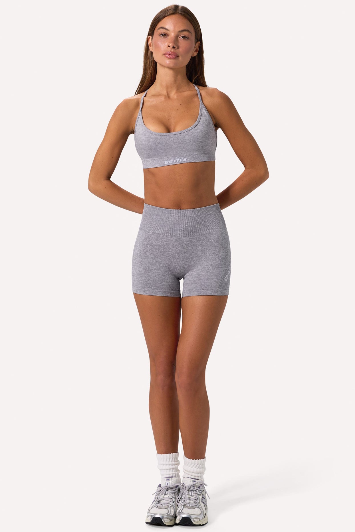 Super Sculpt Seamless Crossback Sports Bra in Grey Marl - 4