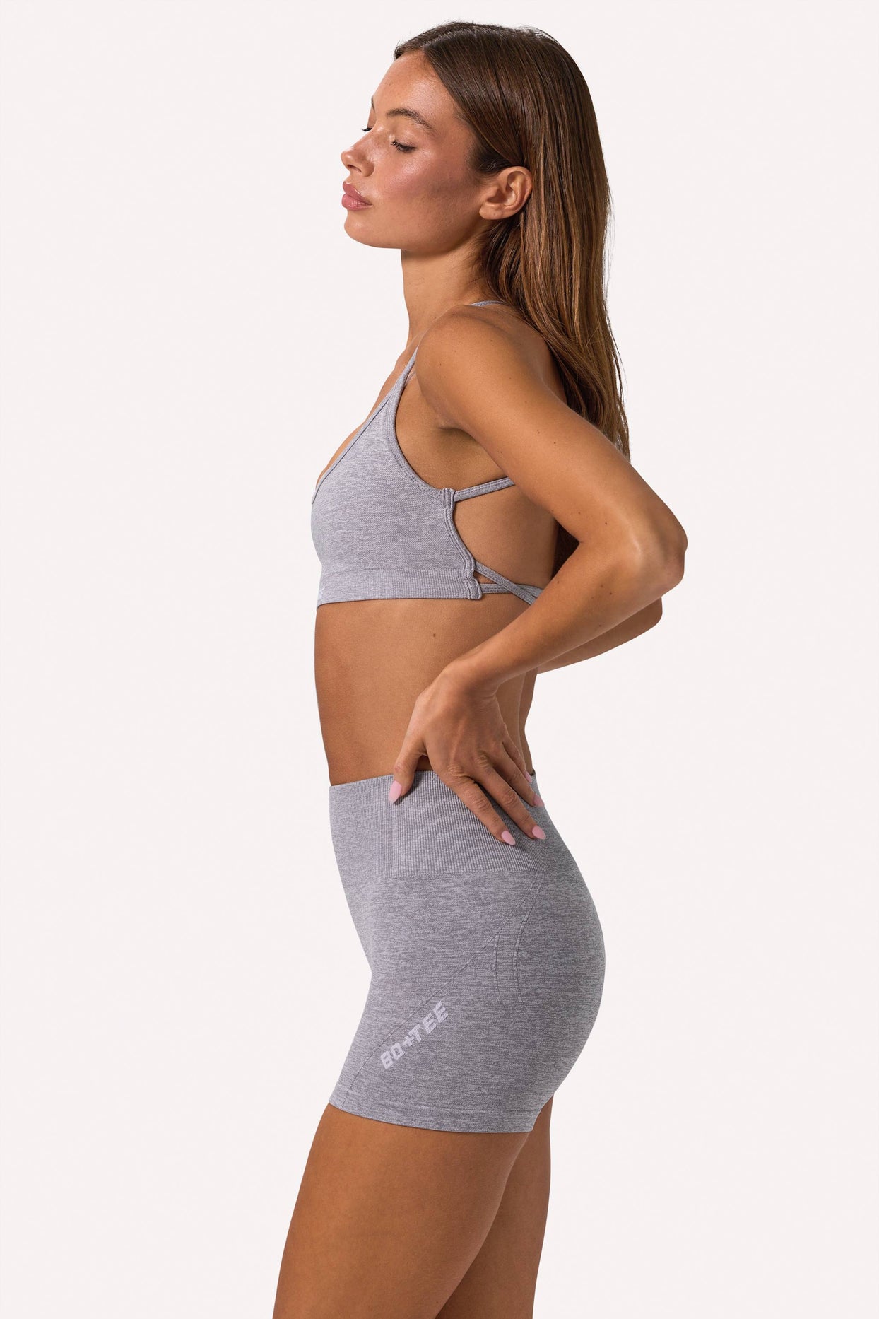 Super Sculpt Seamless Crossback Sports Bra in Grey Marl - 3