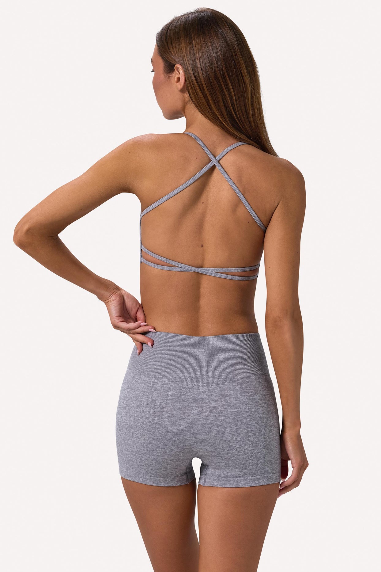 Super Sculpt Seamless Crossback Sports Bra in Grey Marl - 2